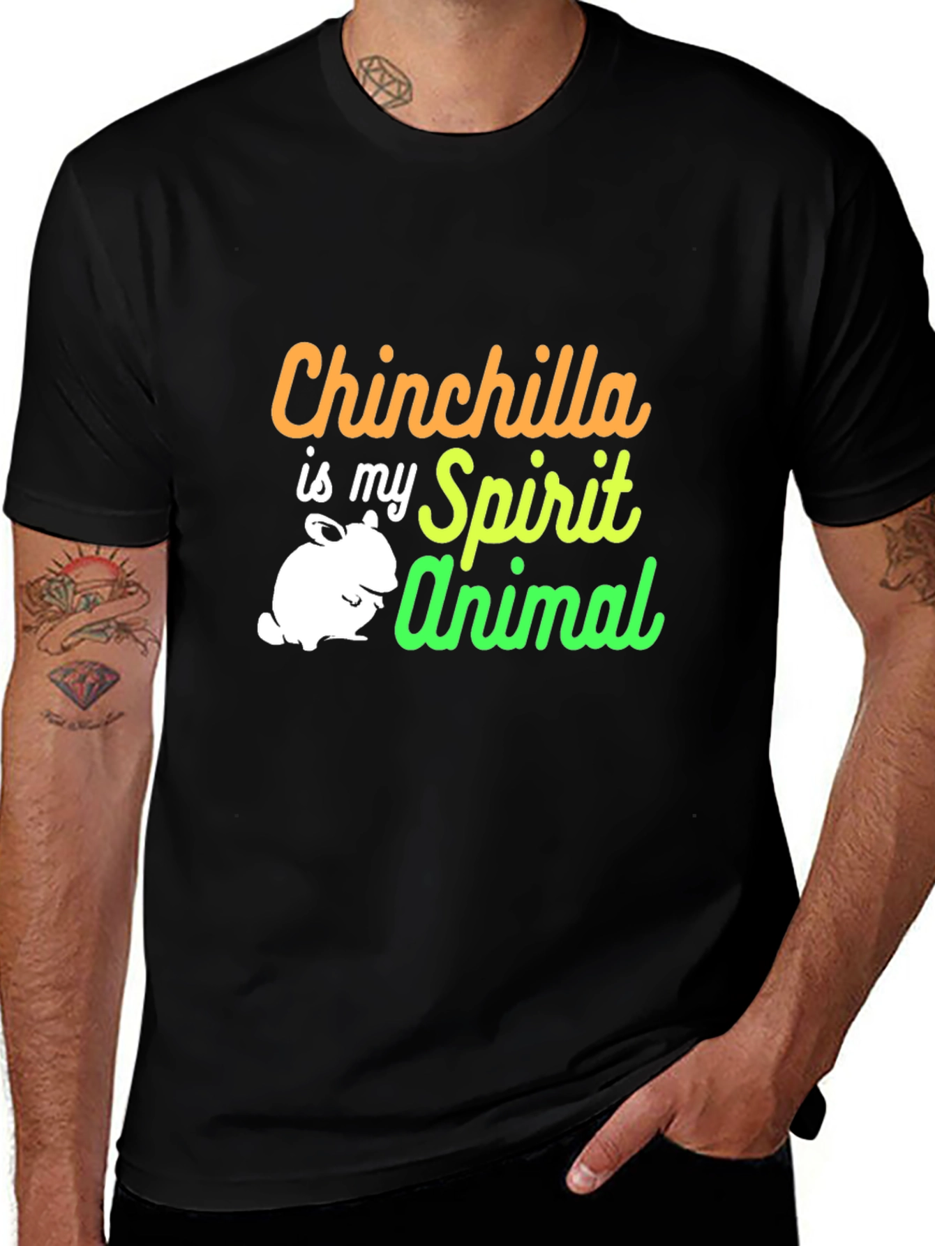 Chinchilla Spirit Animal Black T-Shirt