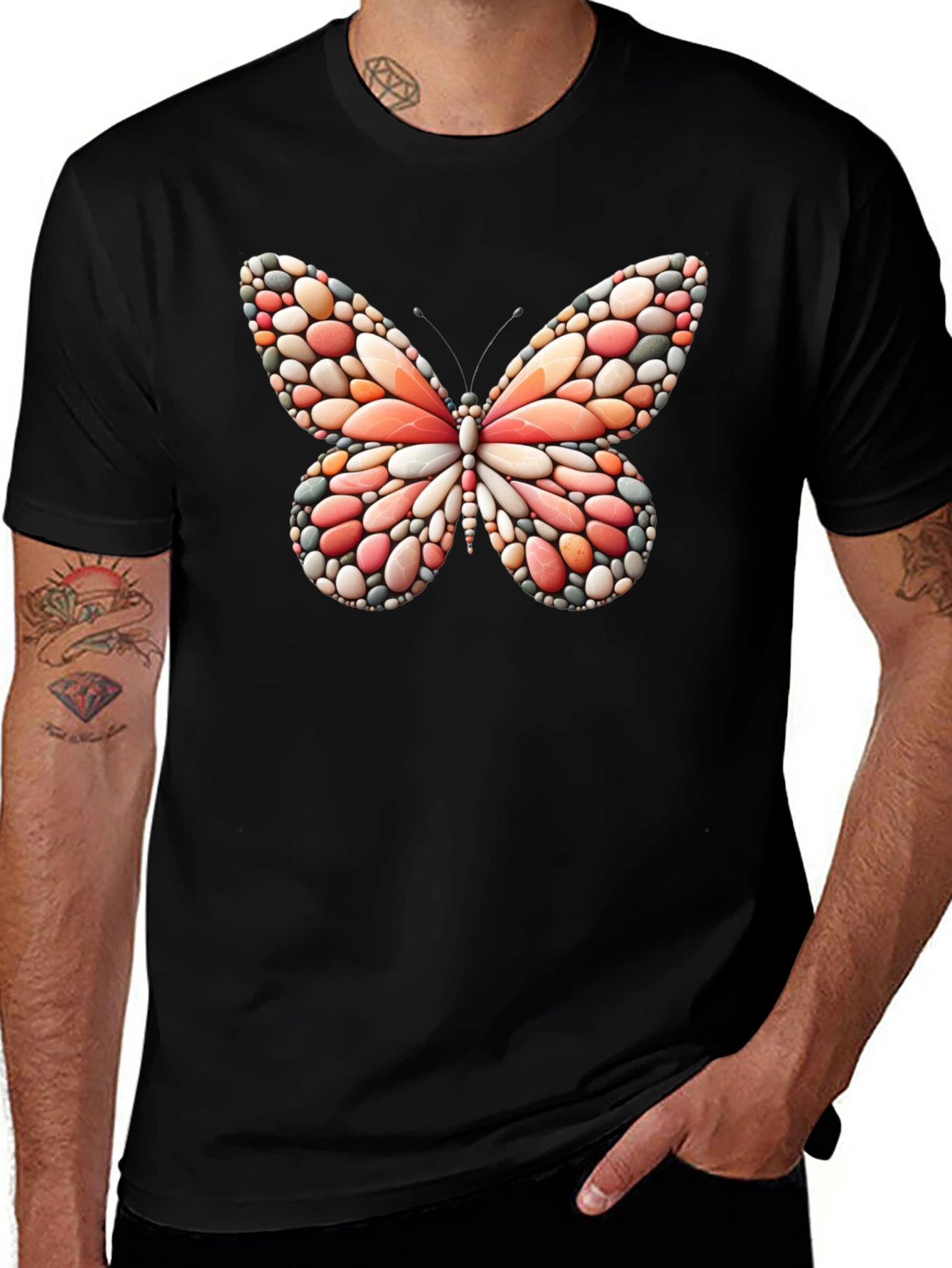 Butterfly Pebble Art Graphic Tee