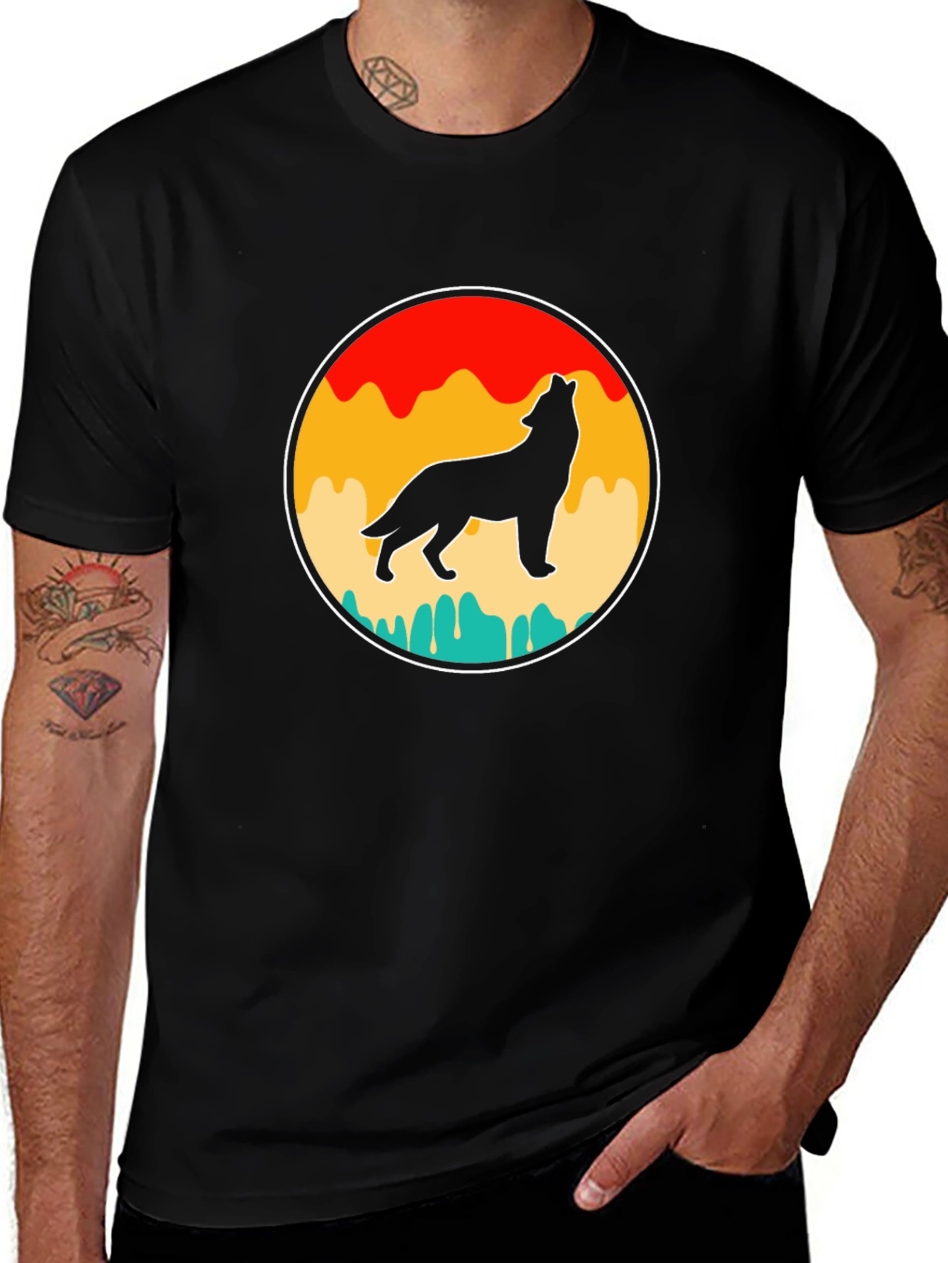 Variant 4 of Retro Wolf Silhouette Graphic Tee