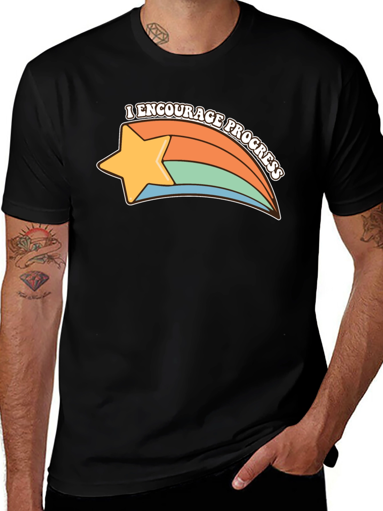 Variant 9 of Encourage Progress Star T-Shirt - Retro Style