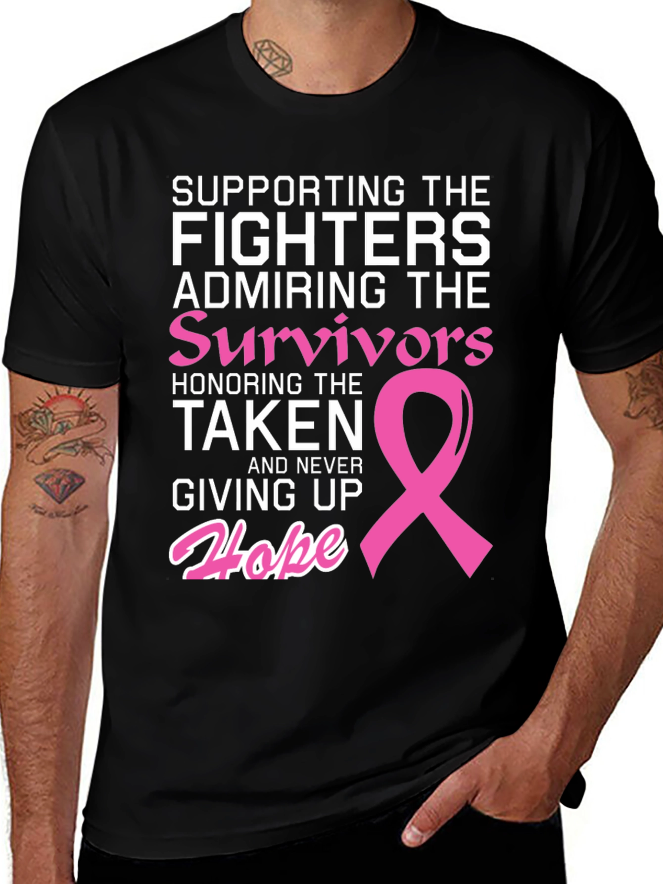 Variant 15 of Breast Cancer Awareness T-Shirt: Fighters, Survivors, Hope