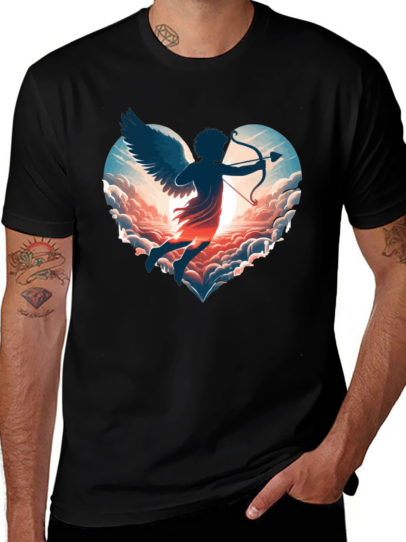 Cupid's Heart Graphic Tee - Black