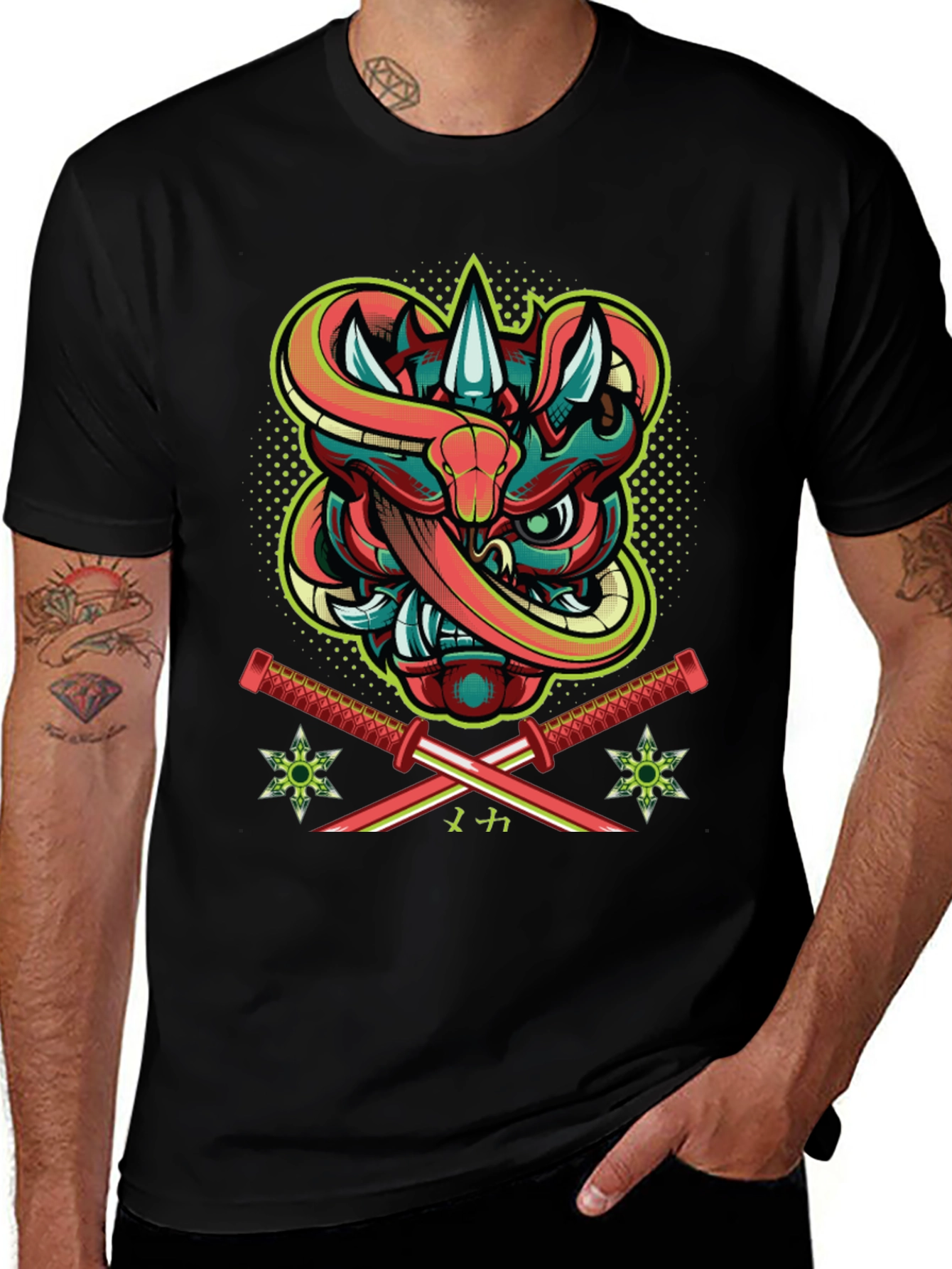Variant 12 of Ninja Snake Graphic Tee - Men's Black T-Shirt