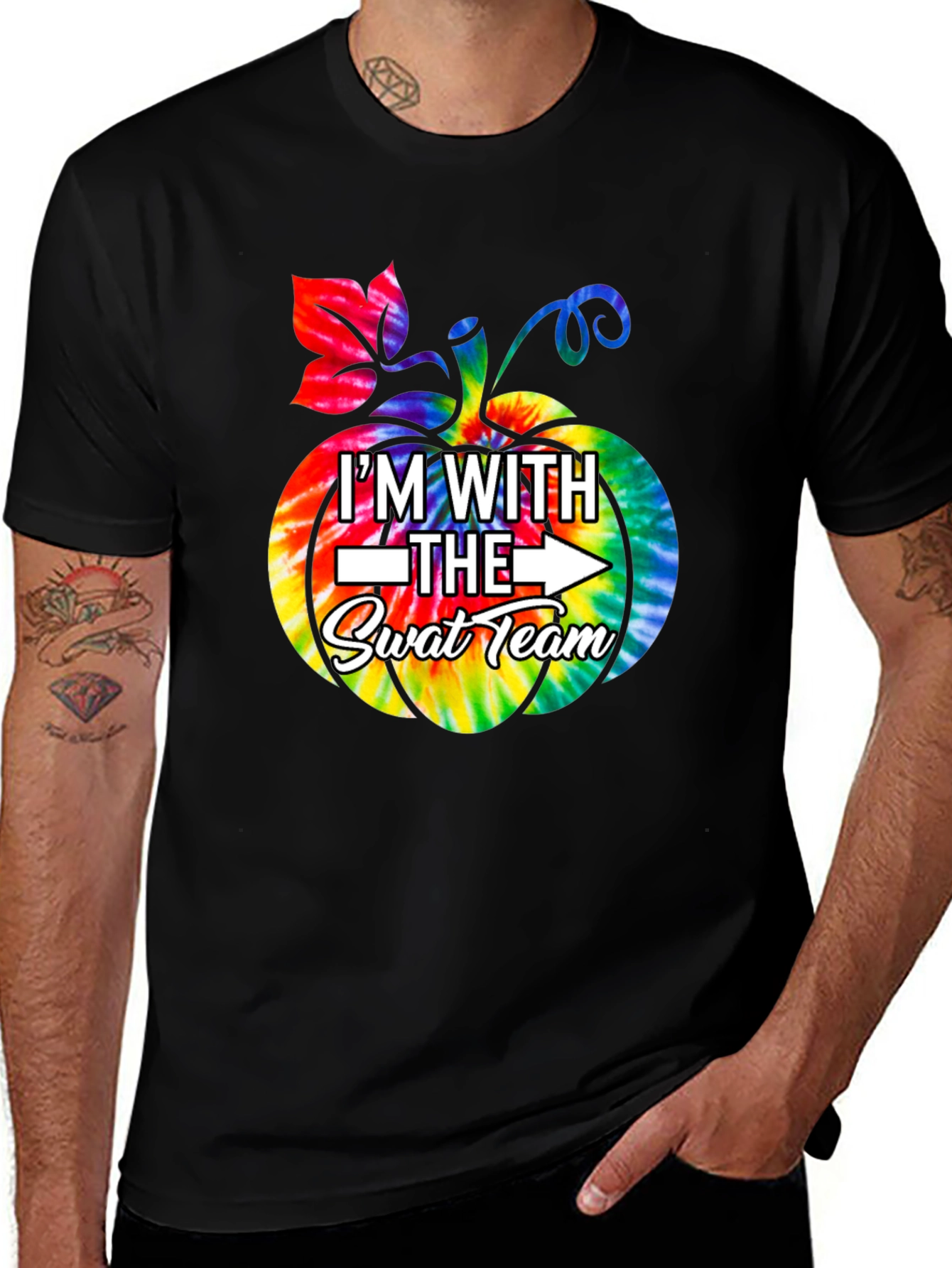 Variant 11 of I'm With The SWAT Team Tie Dye Pumpkin T-Shirt