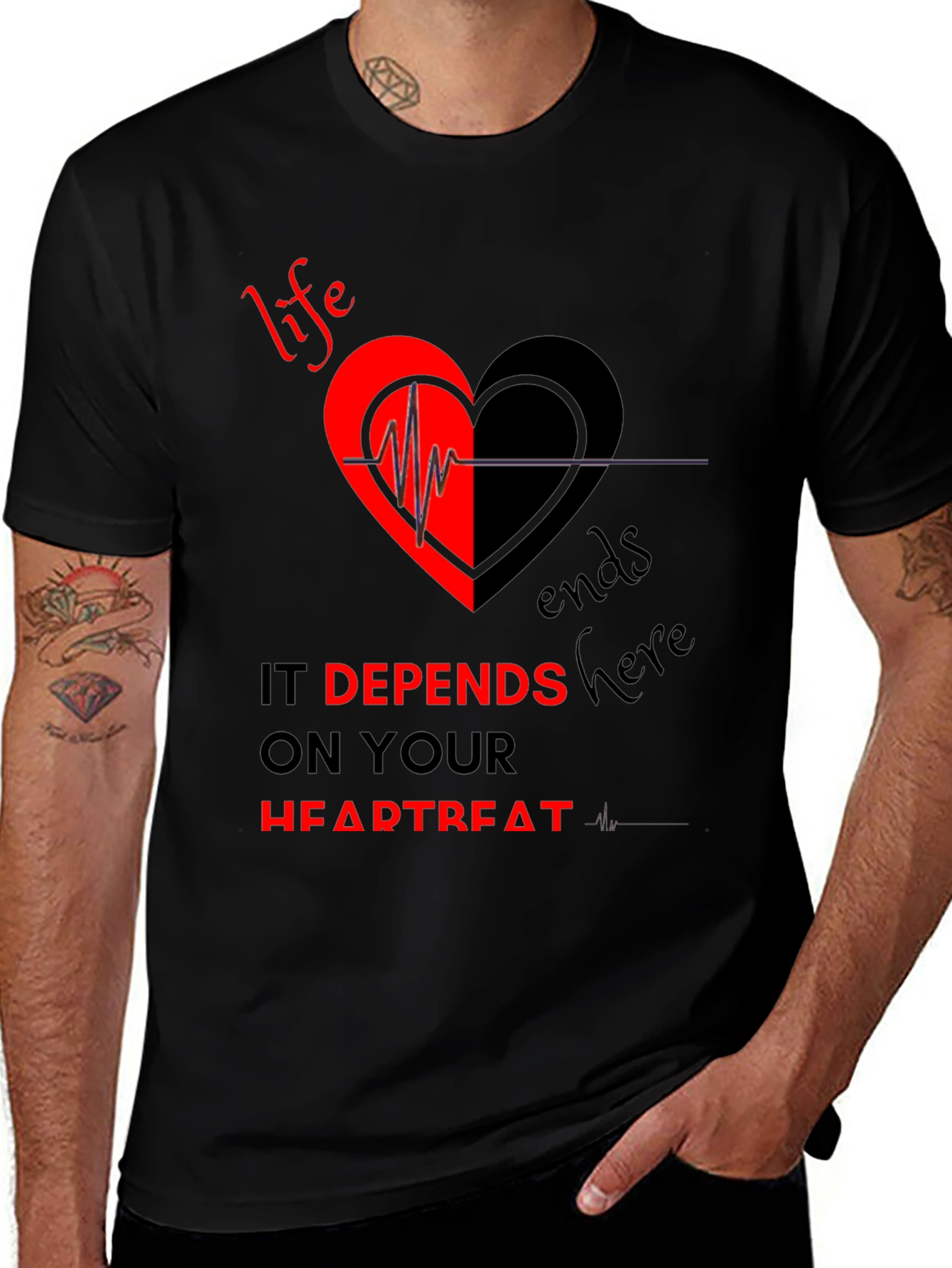 Variant 12 of Life Depends on Your Heartbeat T-Shirt