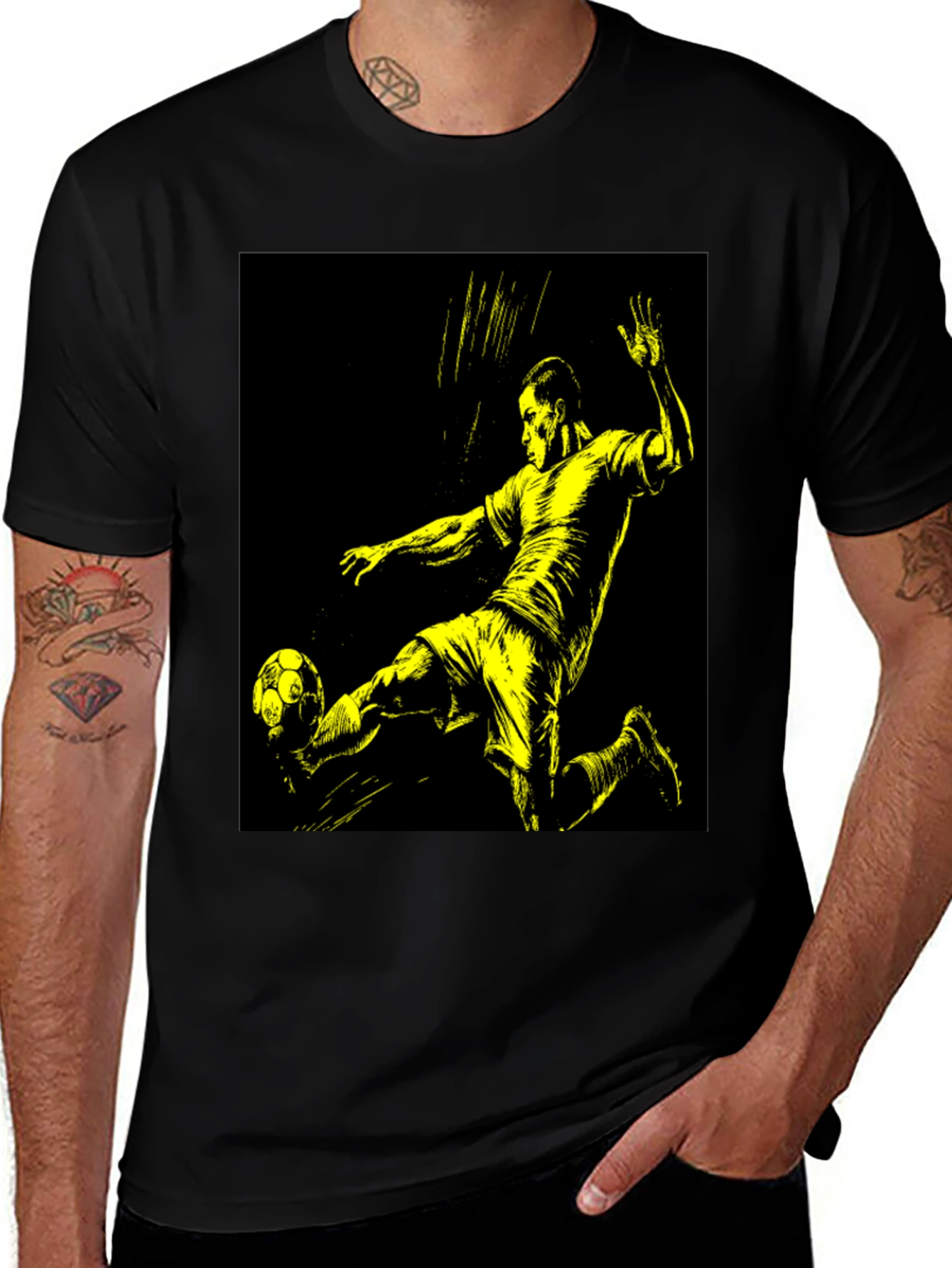 Variant 23 of Soccer Player Graphic T-Shirt - Black