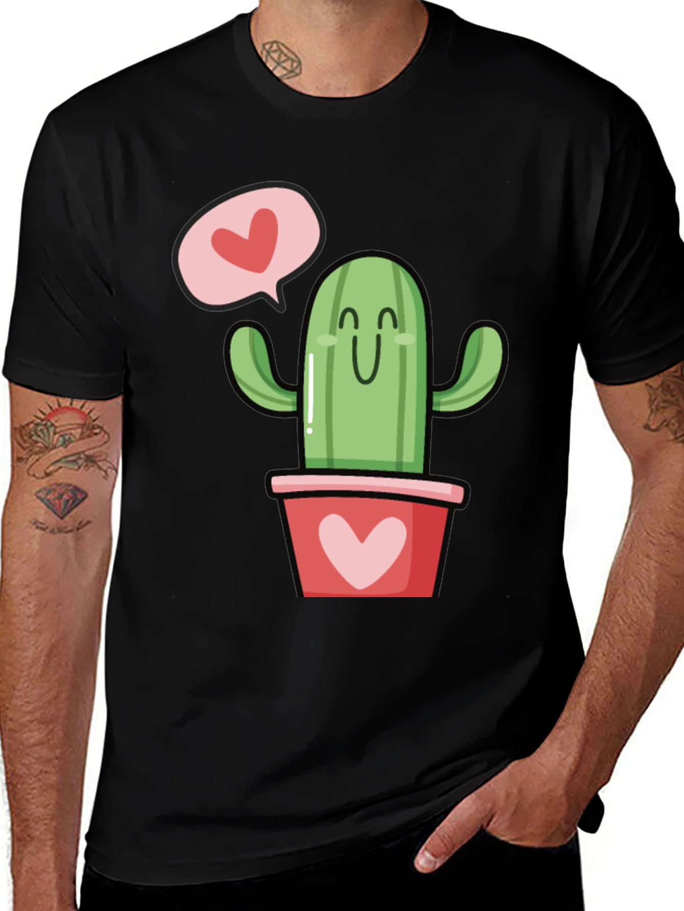 Variant 21 of Cute Cactus in Pot T-Shirt - Heart Design