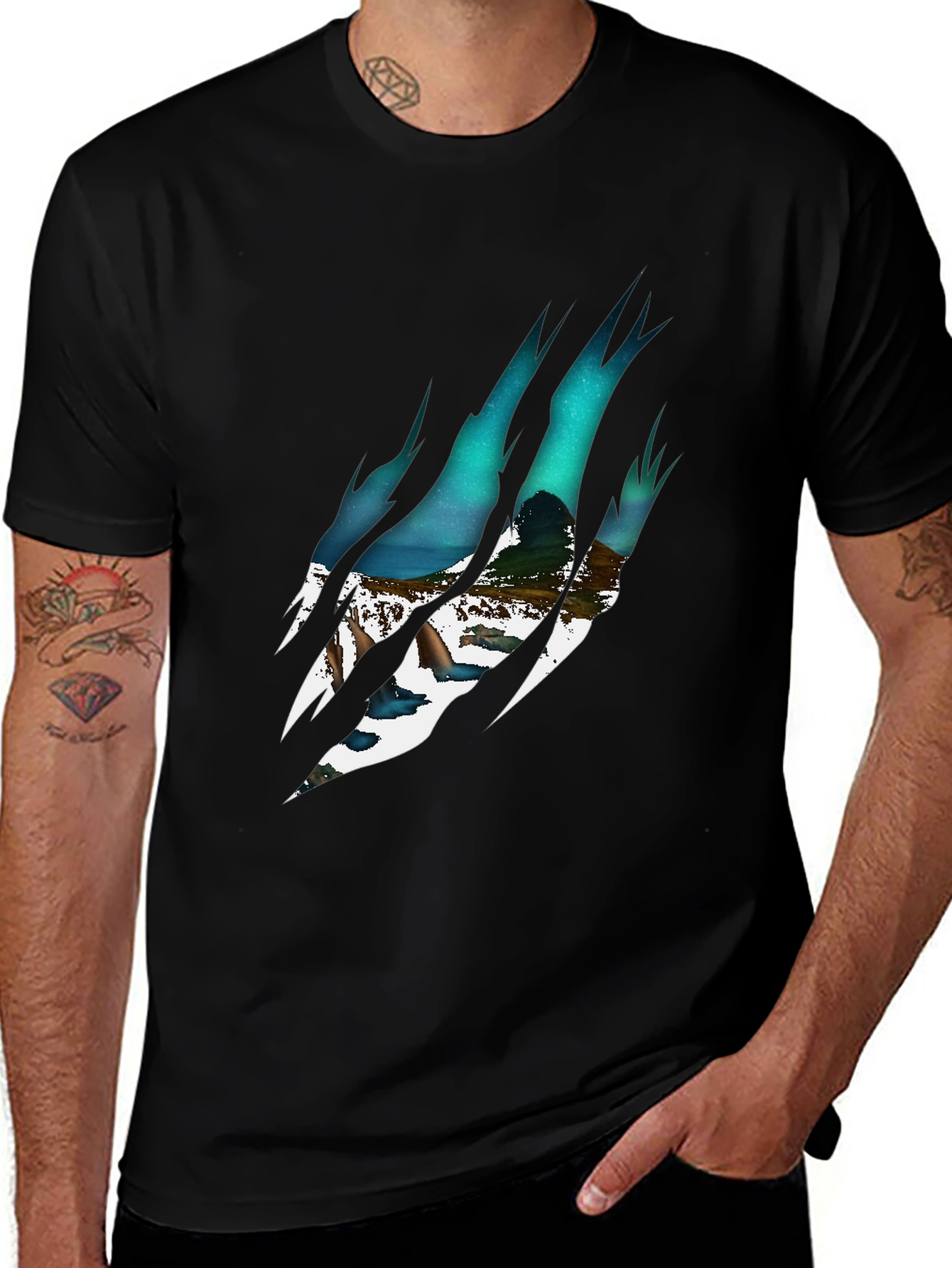 Variant 7 of Men's Black Claw Mark Graphic Tee