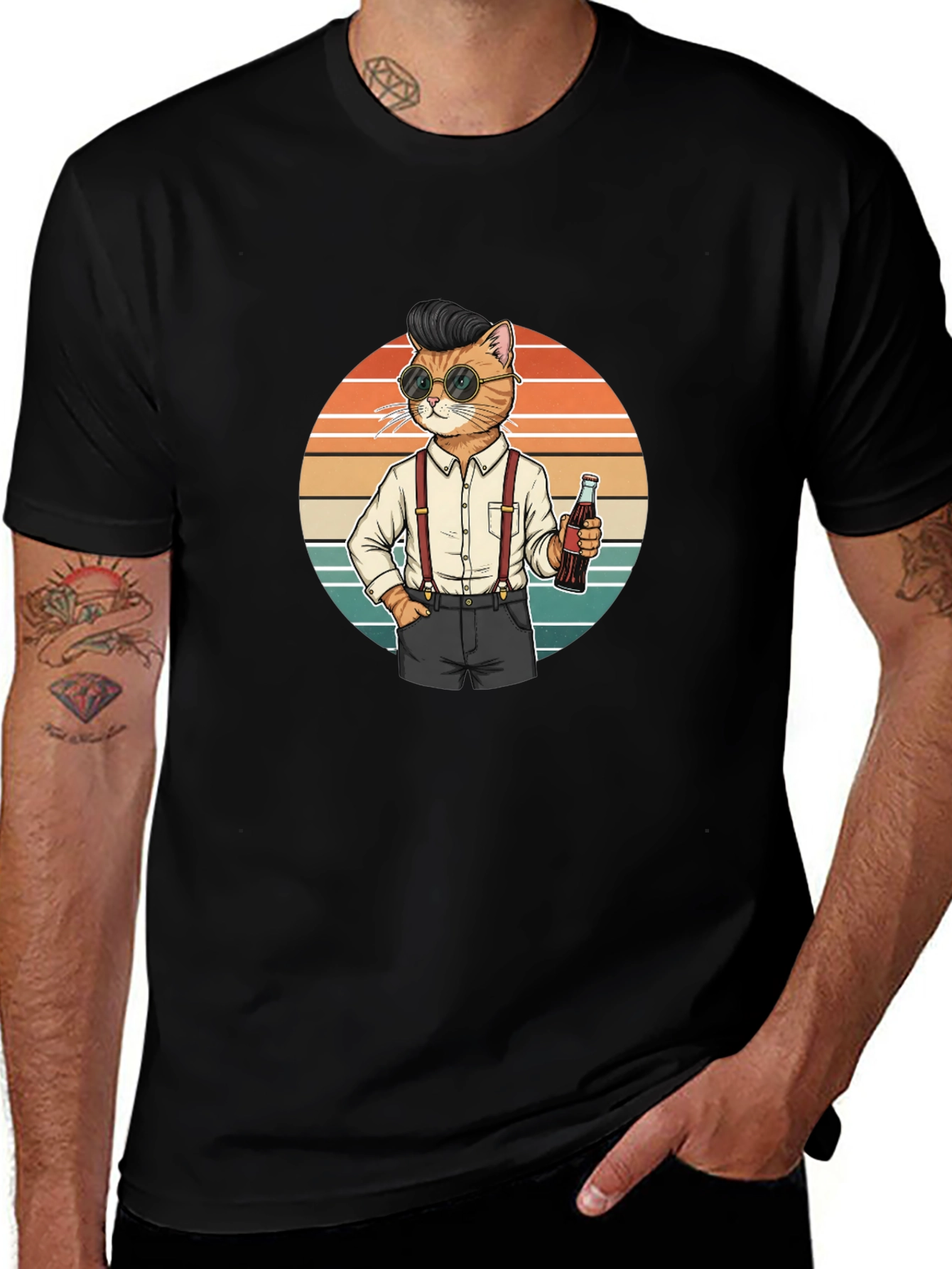 Variant 27 of Cool Cat Graphic Tee - Retro Style