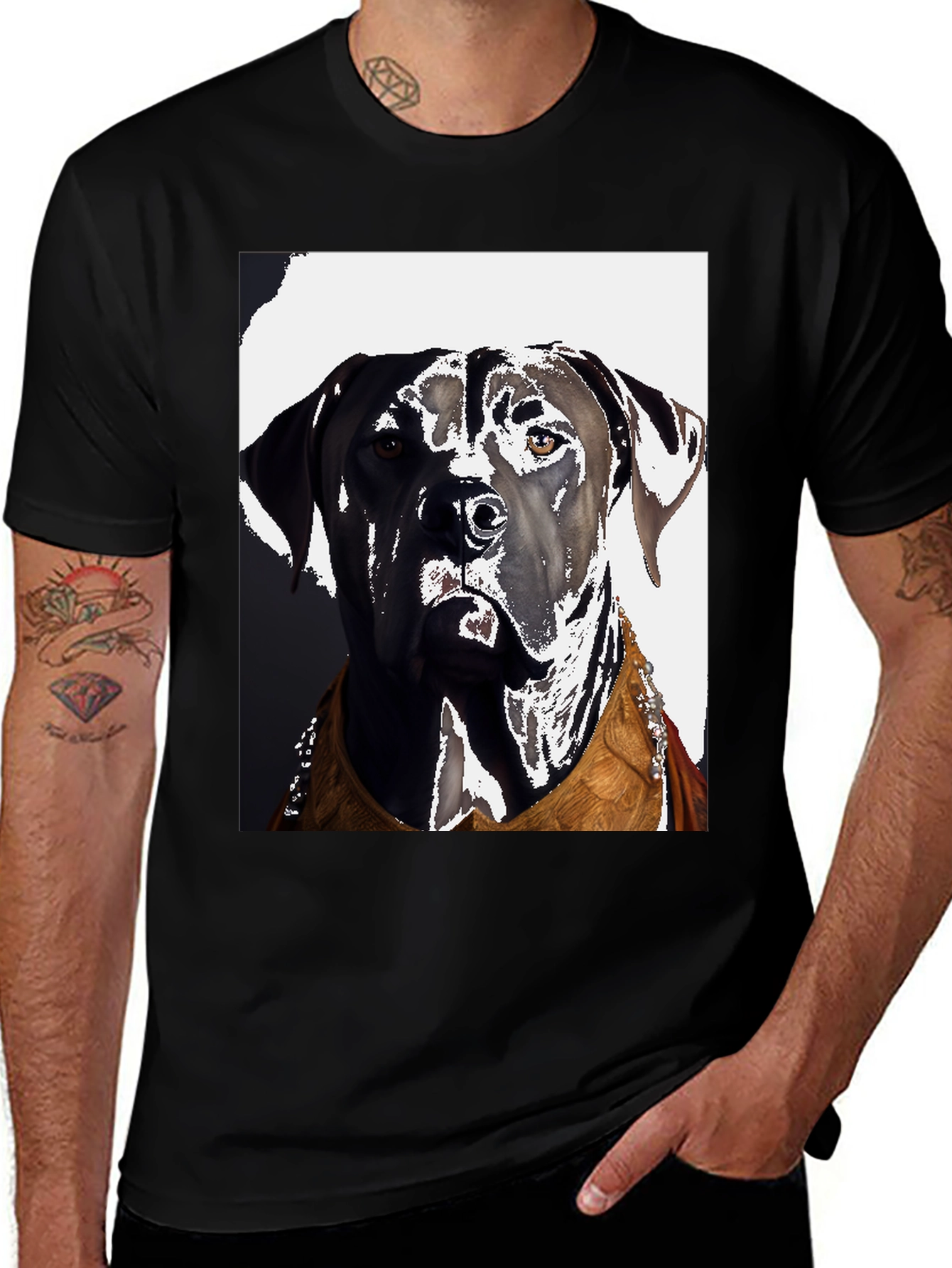 Variant 13 of Dog Portrait Graphic Tee - Men's Black T-Shirt