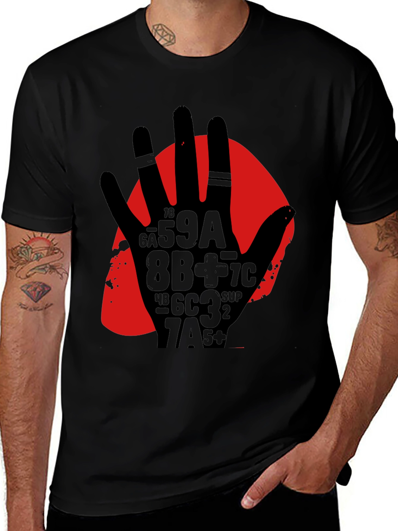 Variant 14 of Abstract Hand Graphic Print Black T-Shirt