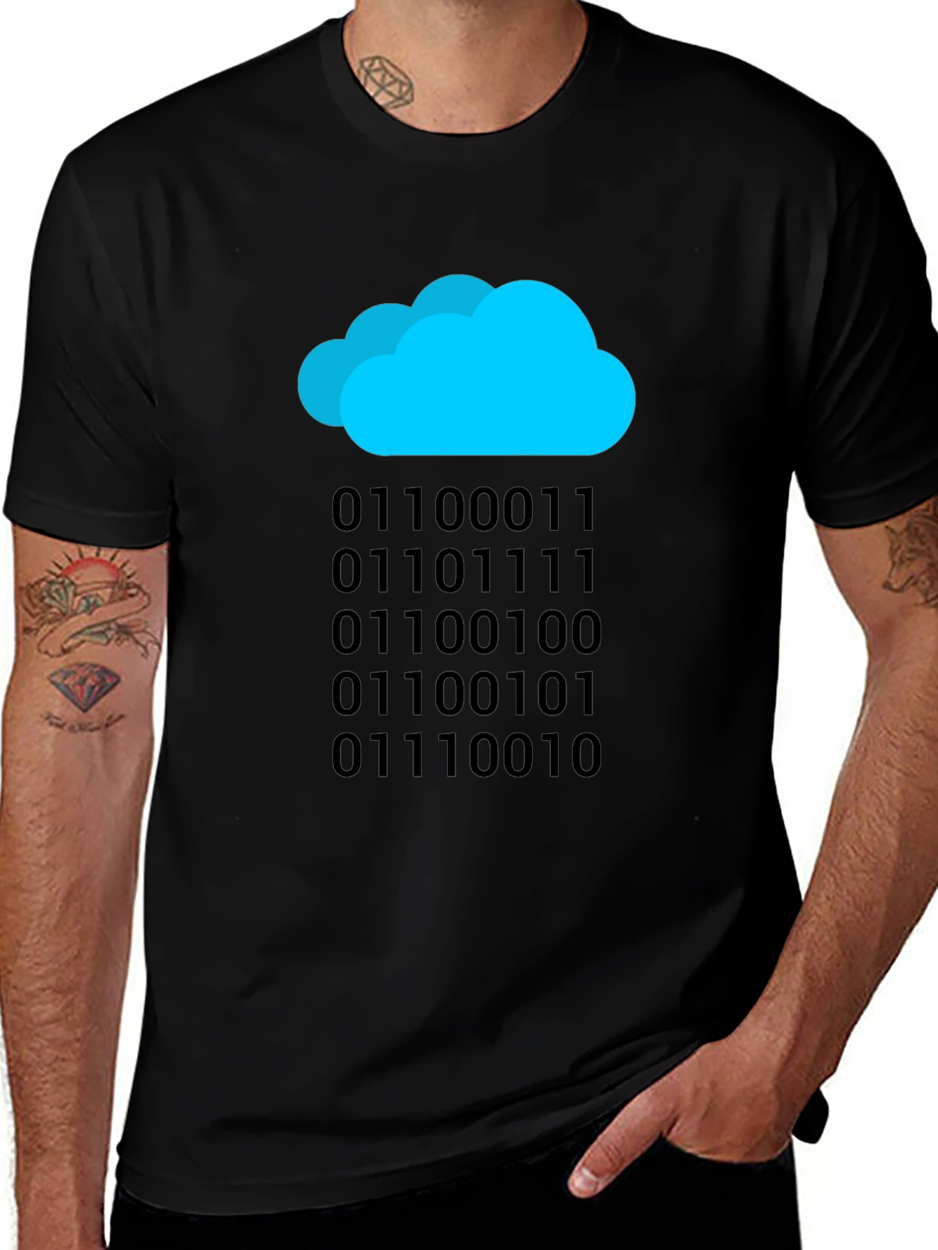 Cloud Binary Code T-Shirt - Black Tech Tee