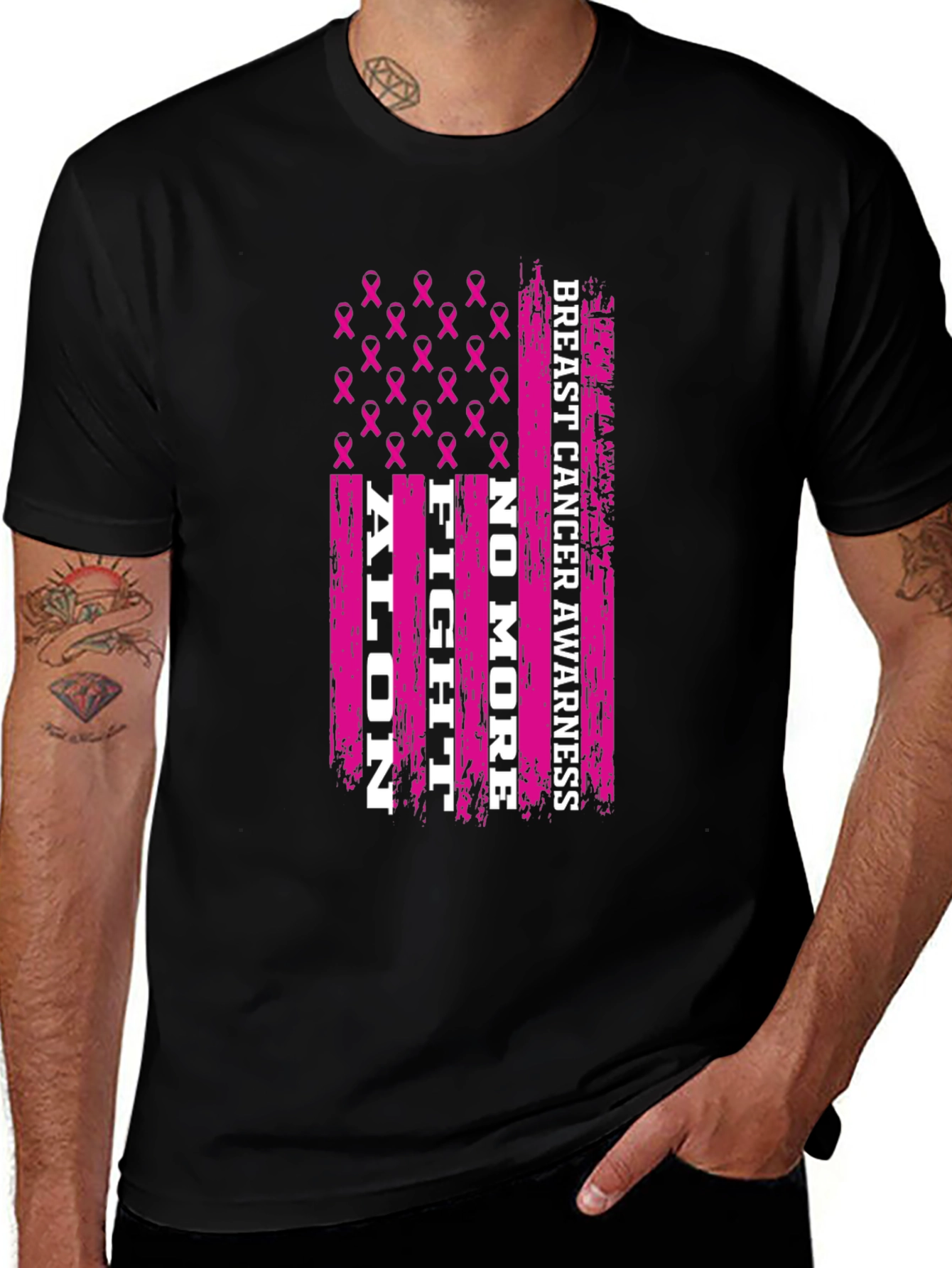 Variant 17 of Breast Cancer Awareness Flag Graphic Tee