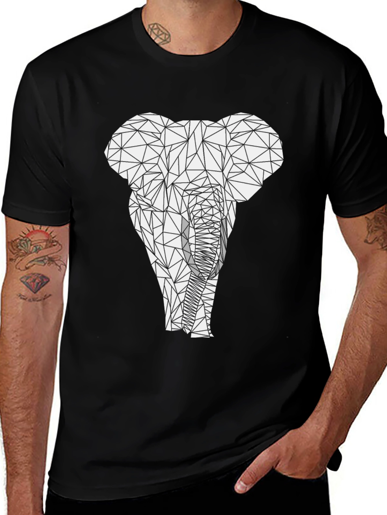 Variant 17 of Geometric Elephant Graphic Tee - Modern Animal Print