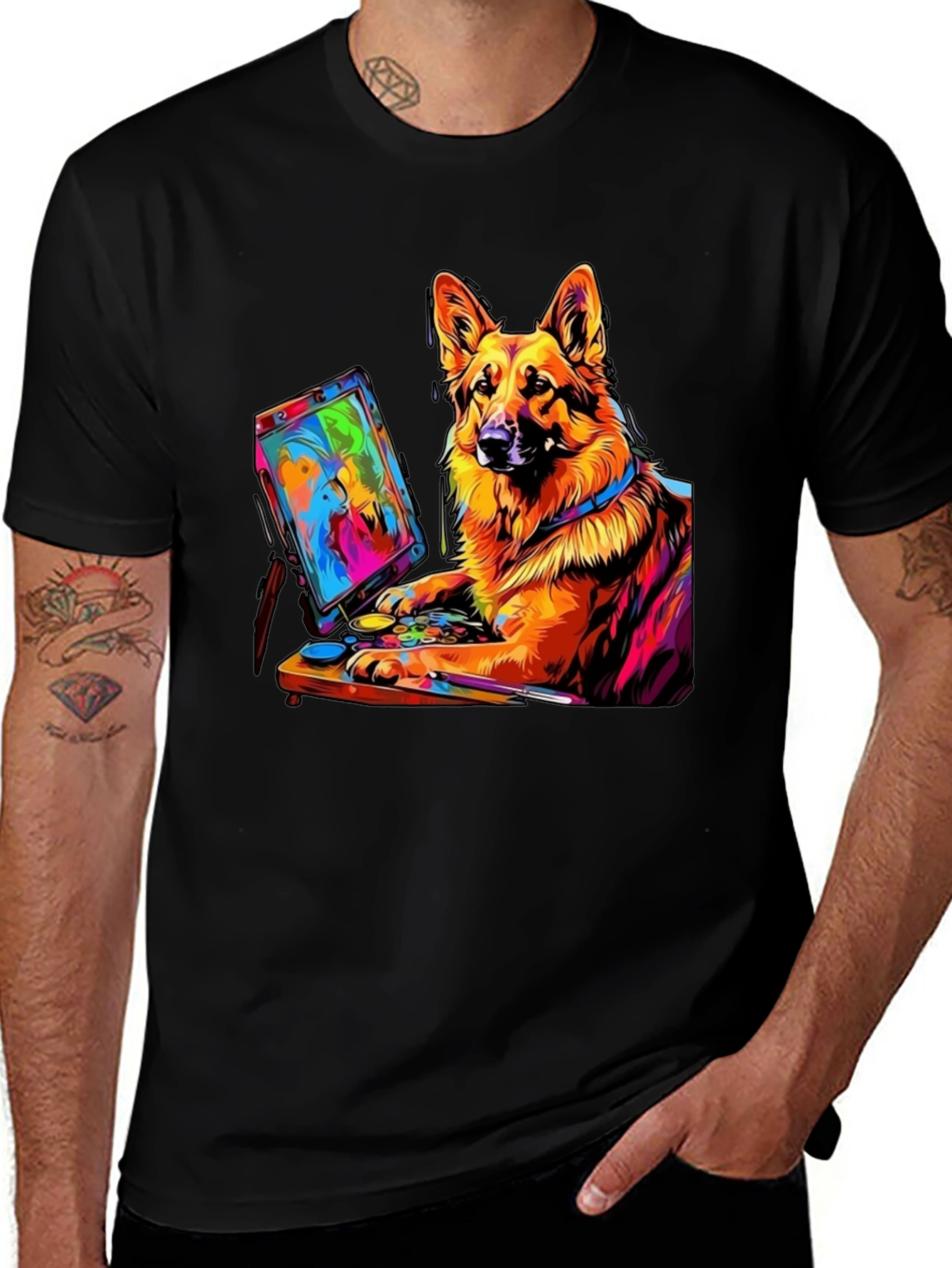 Variant 27 of Dog Artist T-Shirt - Colorful German Shepherd Design
