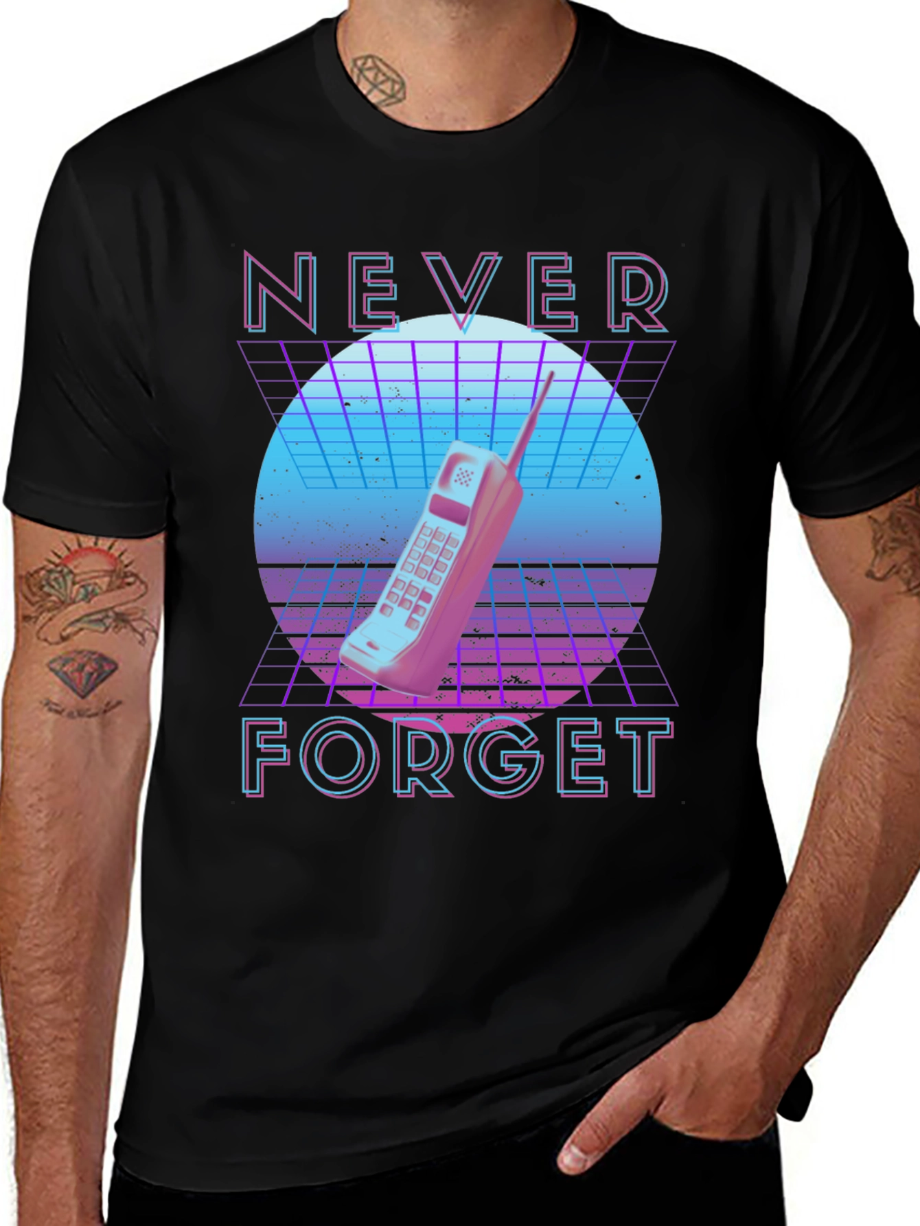 Variant 27 of Retro 80s Cell Phone T-Shirt - Never Forget Design