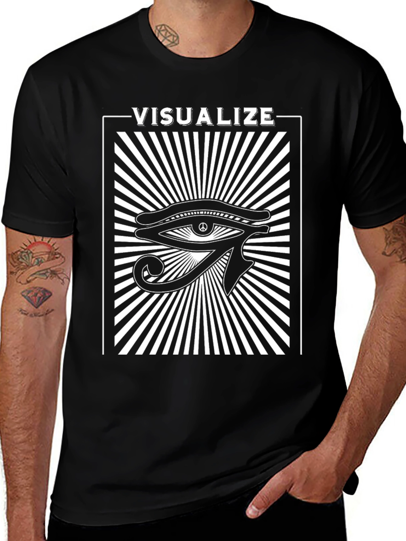 Variant 7 of Visualize Peace Eye Graphic Tee - Black