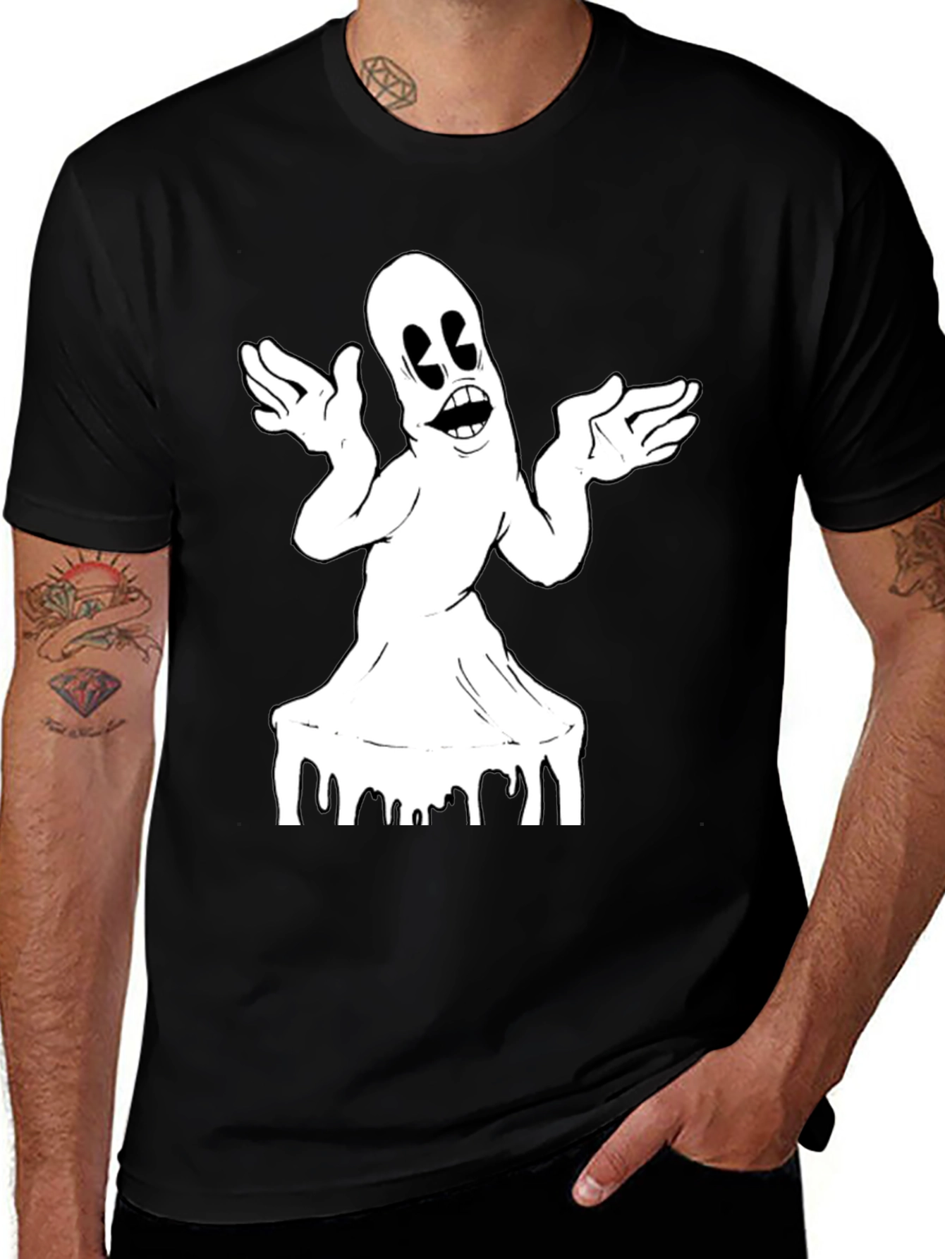 Variant 10 of Spooky Ghost Graphic T-Shirt - Halloween Style