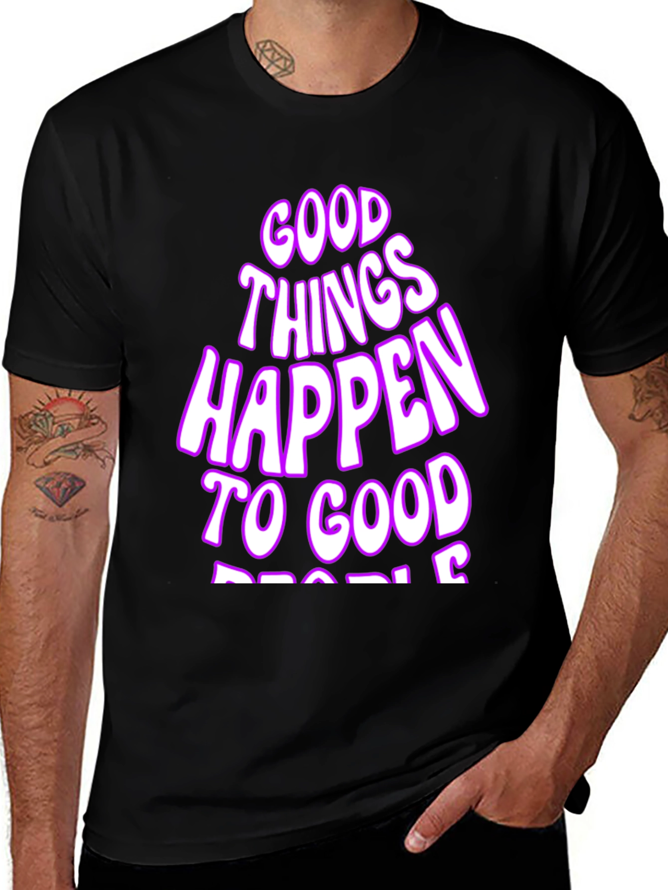 Variant 13 of Good Things Happen T-Shirt - Black Casual Tee