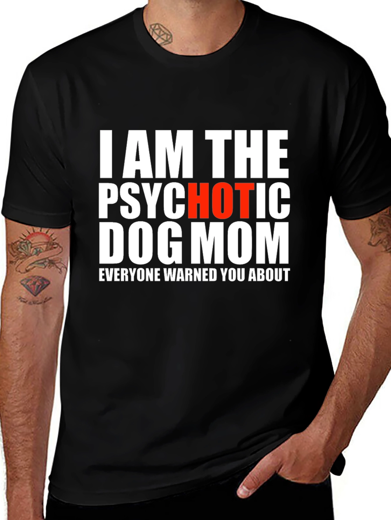 Variant 26 of Psychotic Hot Dog Mom Graphic Tee - Black T-Shirt