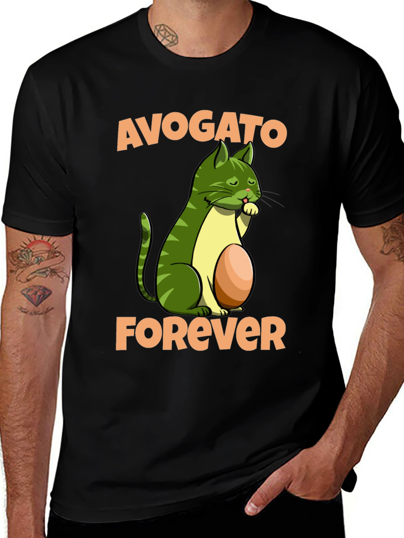 Variant 8 of Avogato Forever T-Shirt: Avocado Cat Graphic Tee