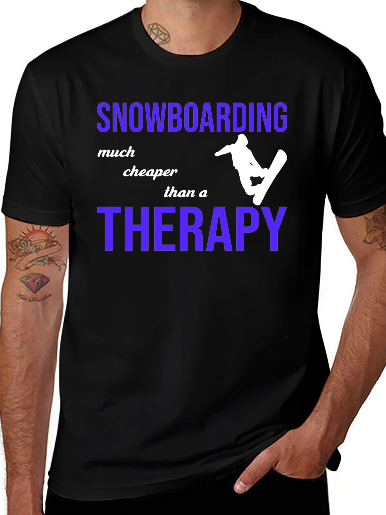 Variant 18 of Snowboarding Cheaper Than Therapy Graphic Tee