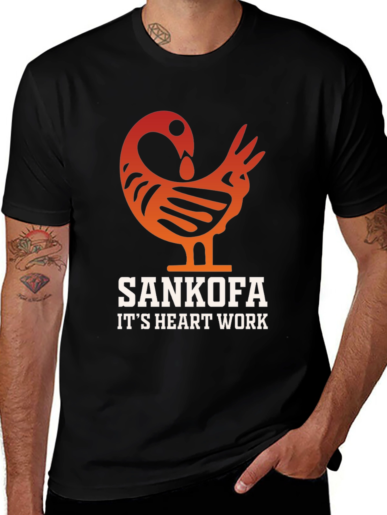 Sankofa Symbol T-Shirt - 'It's Heart Work' Design