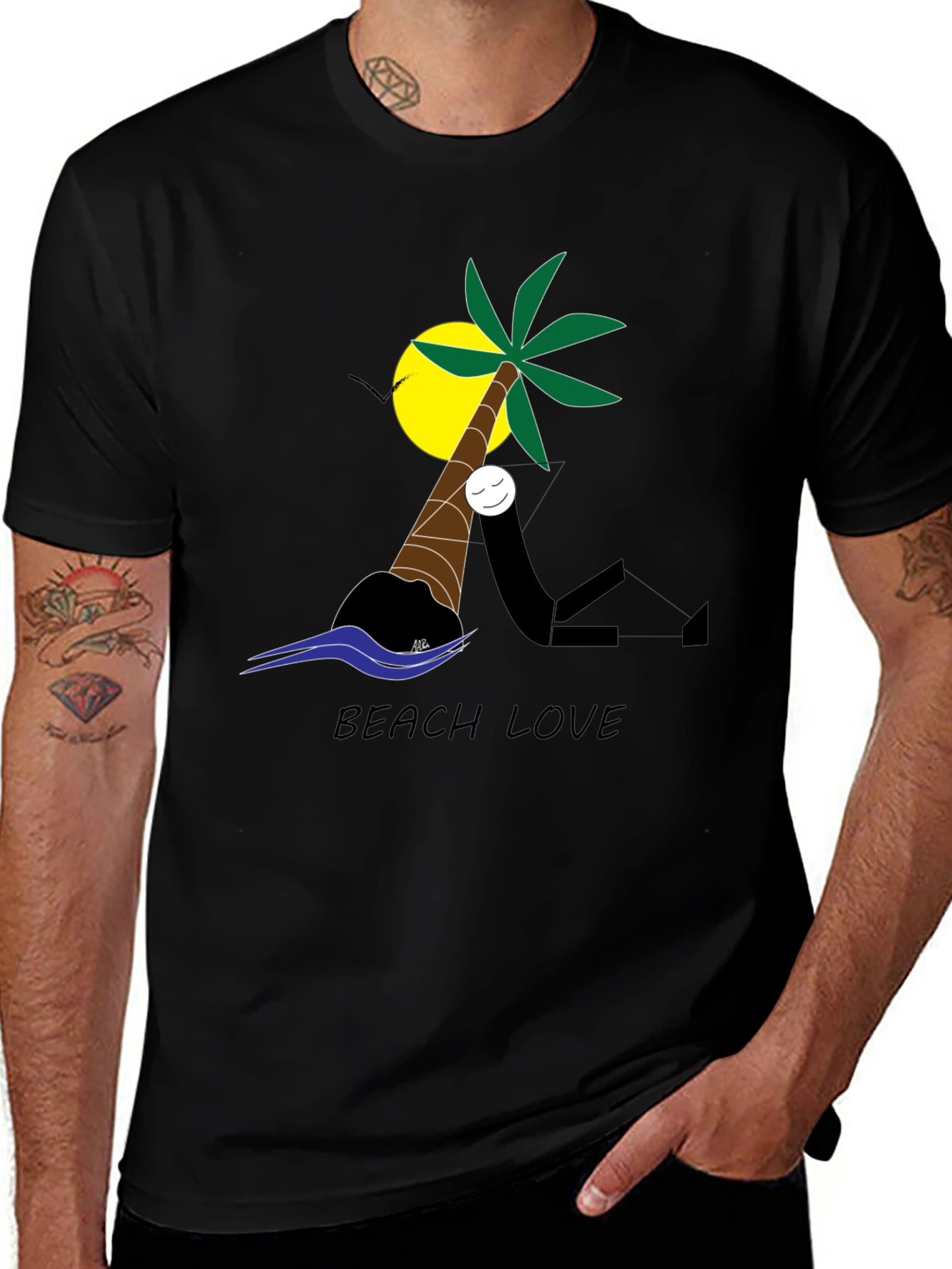 Variant 12 of Beach Love Graphic Tee - Stylish Black T-Shirt