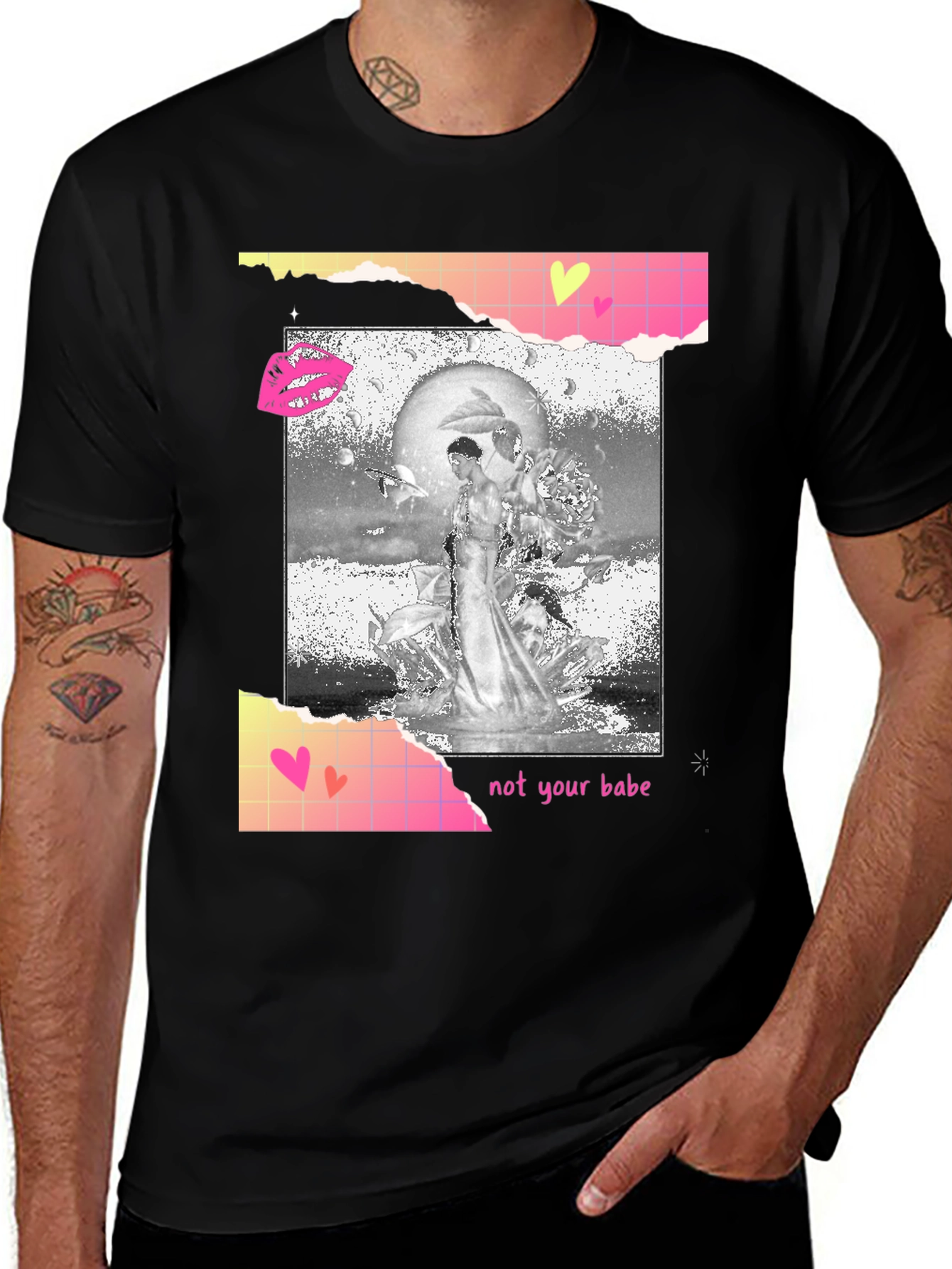 Variant 21 of Edgy 'Not Your Babe' Graphic Tee - Black