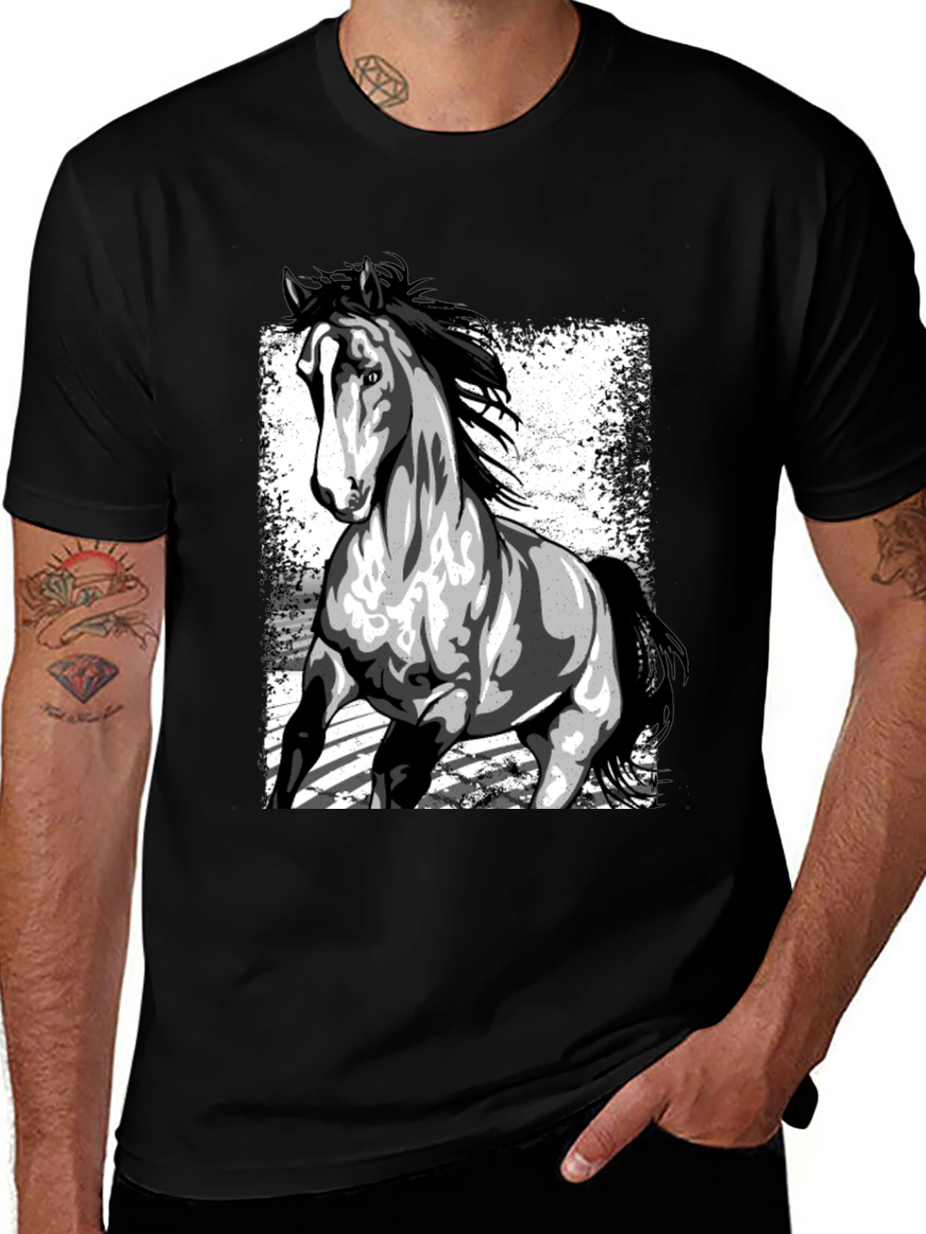 Variant 28 of Horse Graphic Black T-Shirt