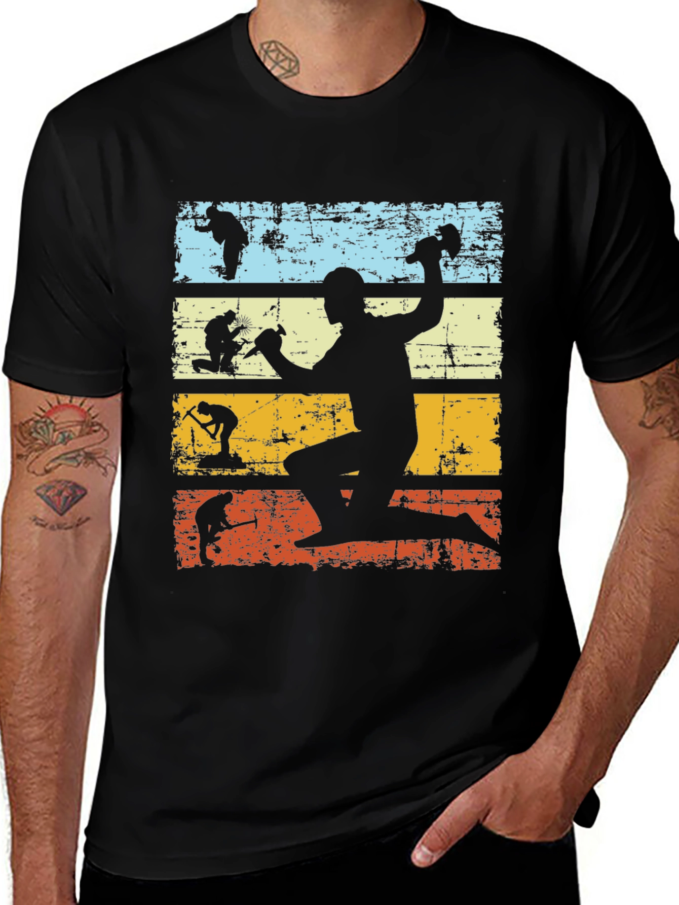 Variant 30 of Retro Evolution Construction Worker Tee