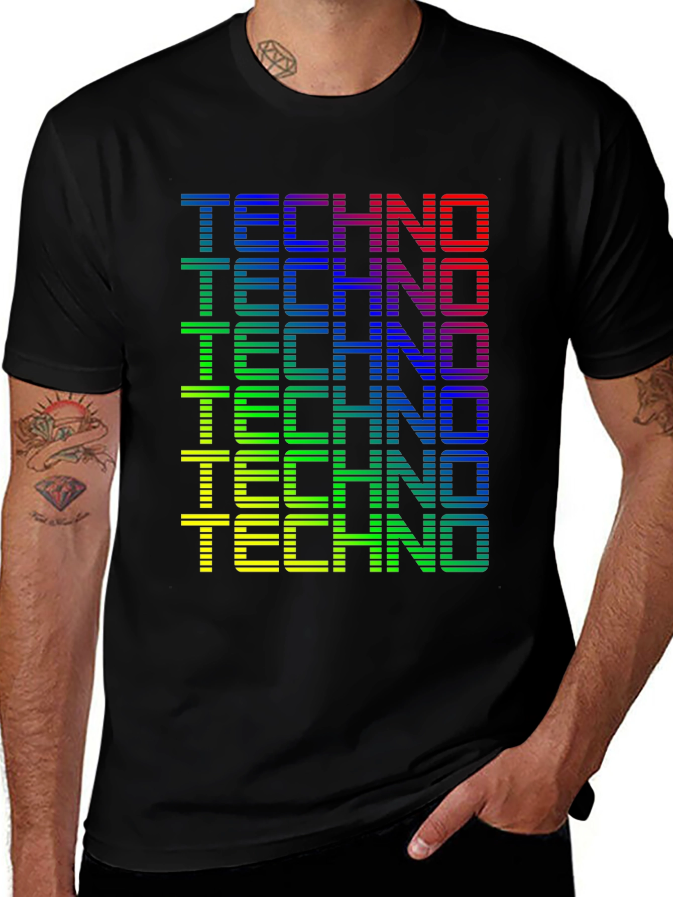 Variant 23 of Retro Techno Graphic Tee - Black