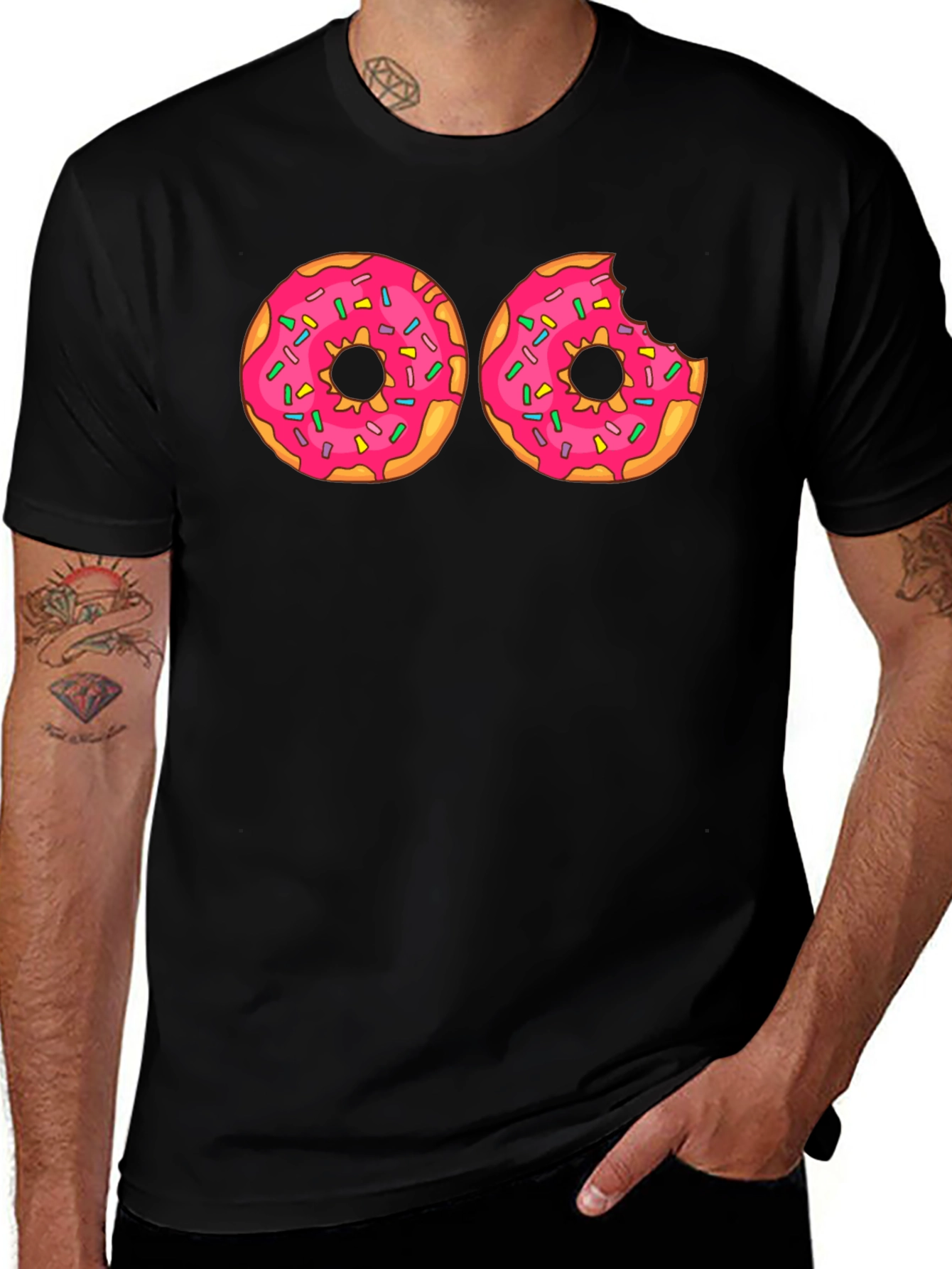 Variant 11 of Donut Graphic T-Shirt - Pink Frosted Donuts Tee