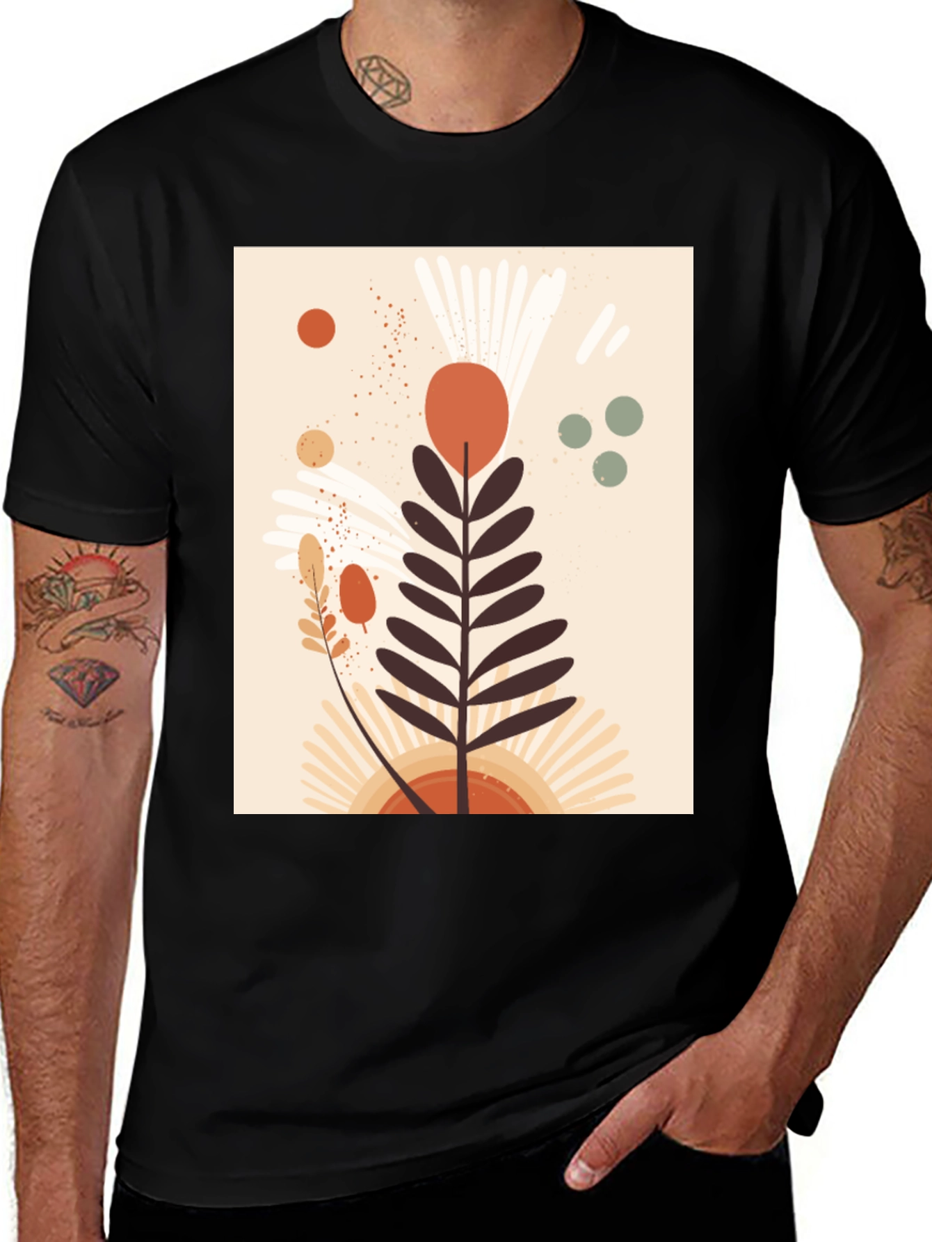 Variant 22 of Botanical Graphic Black T-Shirt