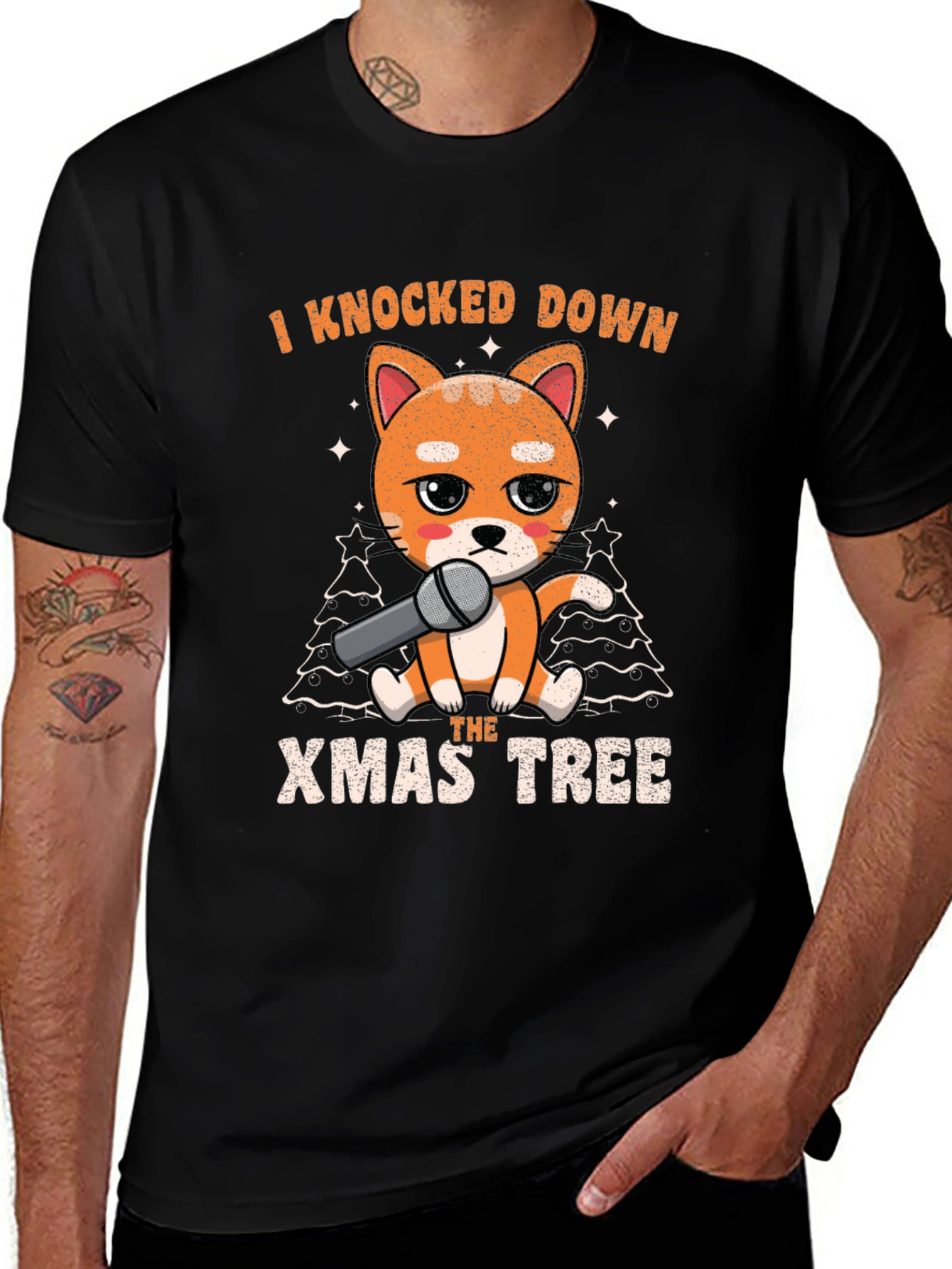 Variant 22 of Funny Christmas Cat Knocked Down Xmas Tree T-Shirt