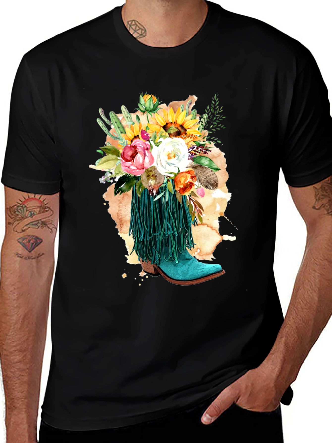 Variant 3 of Floral Cowboy Boot T-Shirt