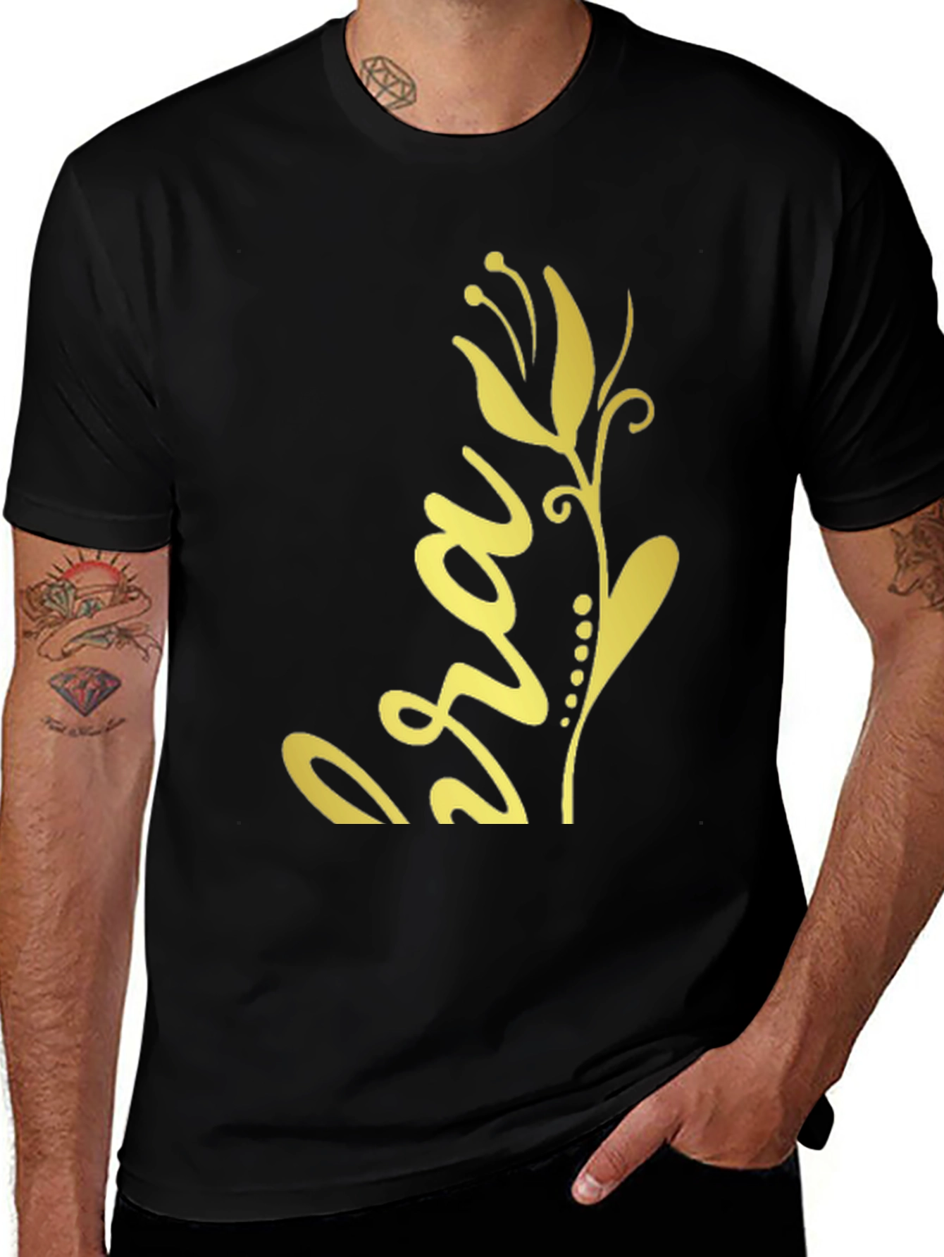 Variant 27 of Floral Script Black T-Shirt