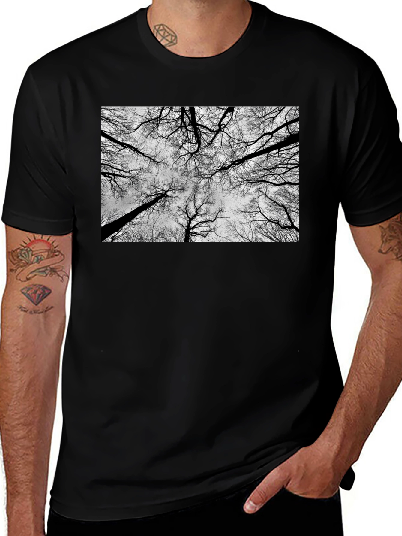 Variant 23 of Abstract Trees Black Graphic Tee