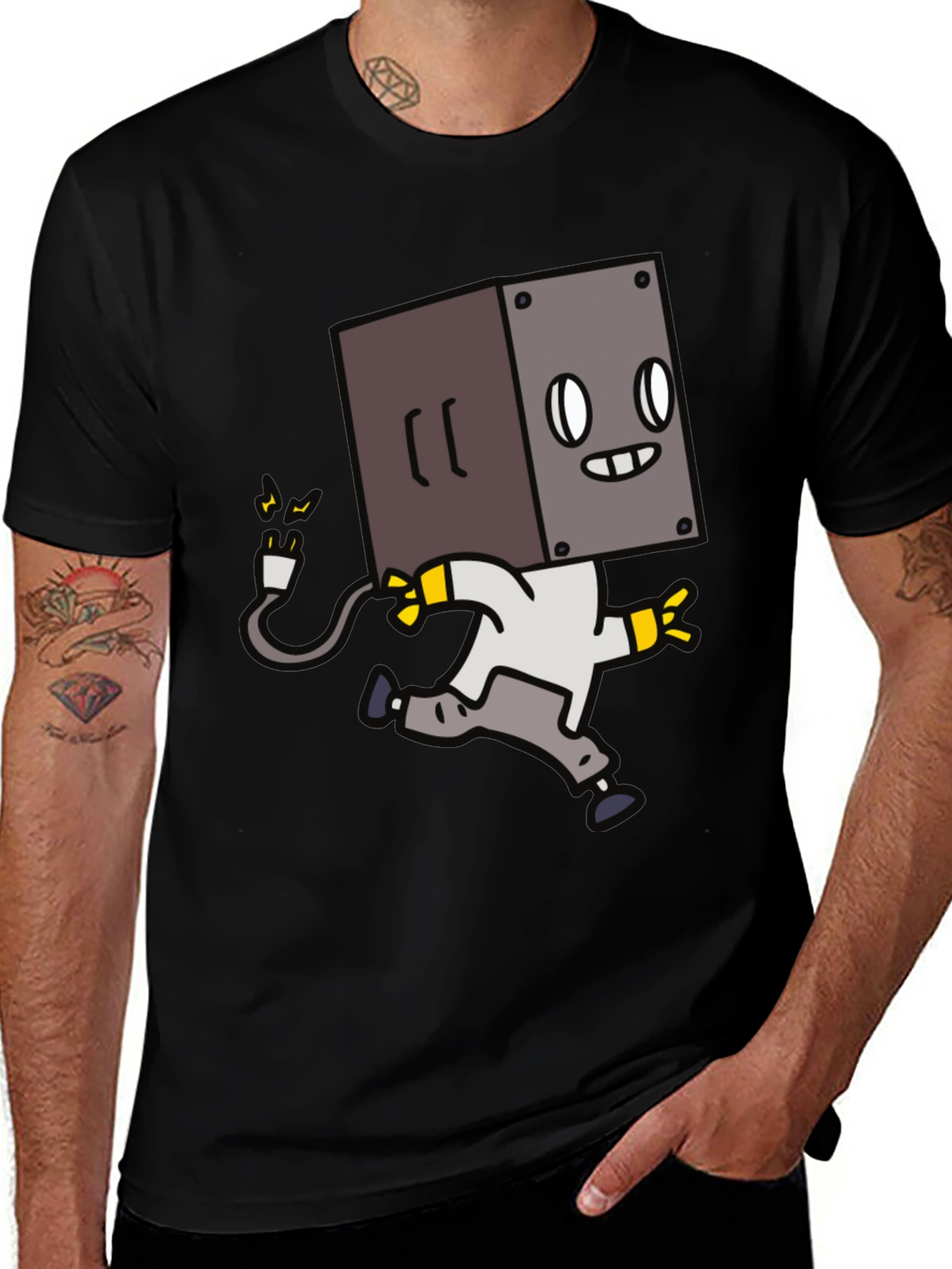 Variant 10 of Robot Box Head Black T-Shirt - Fun Graphic Tee