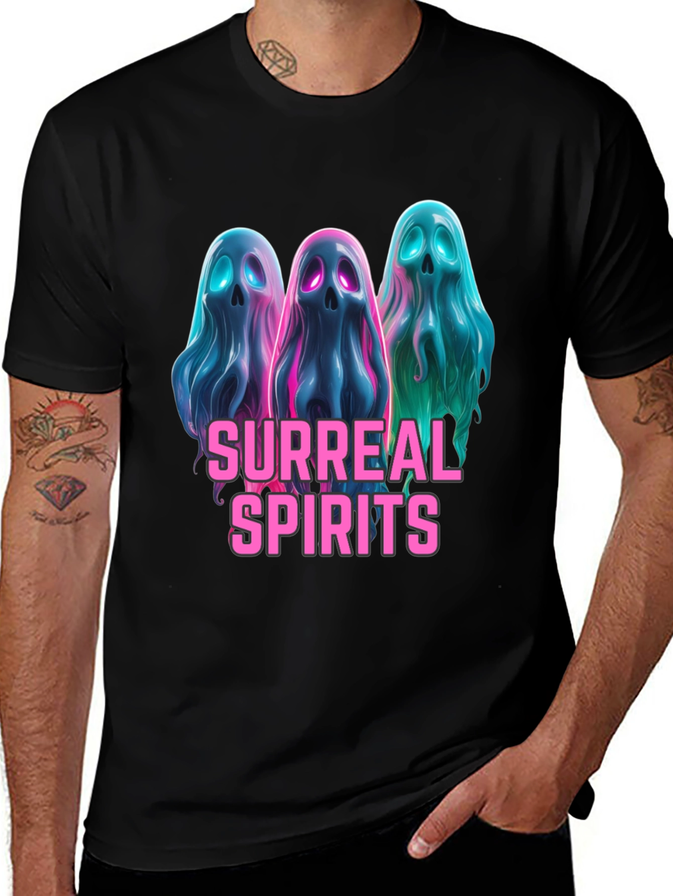 Variant 17 of Surreal Spirits Graphic Tee - Unique Ghost Design