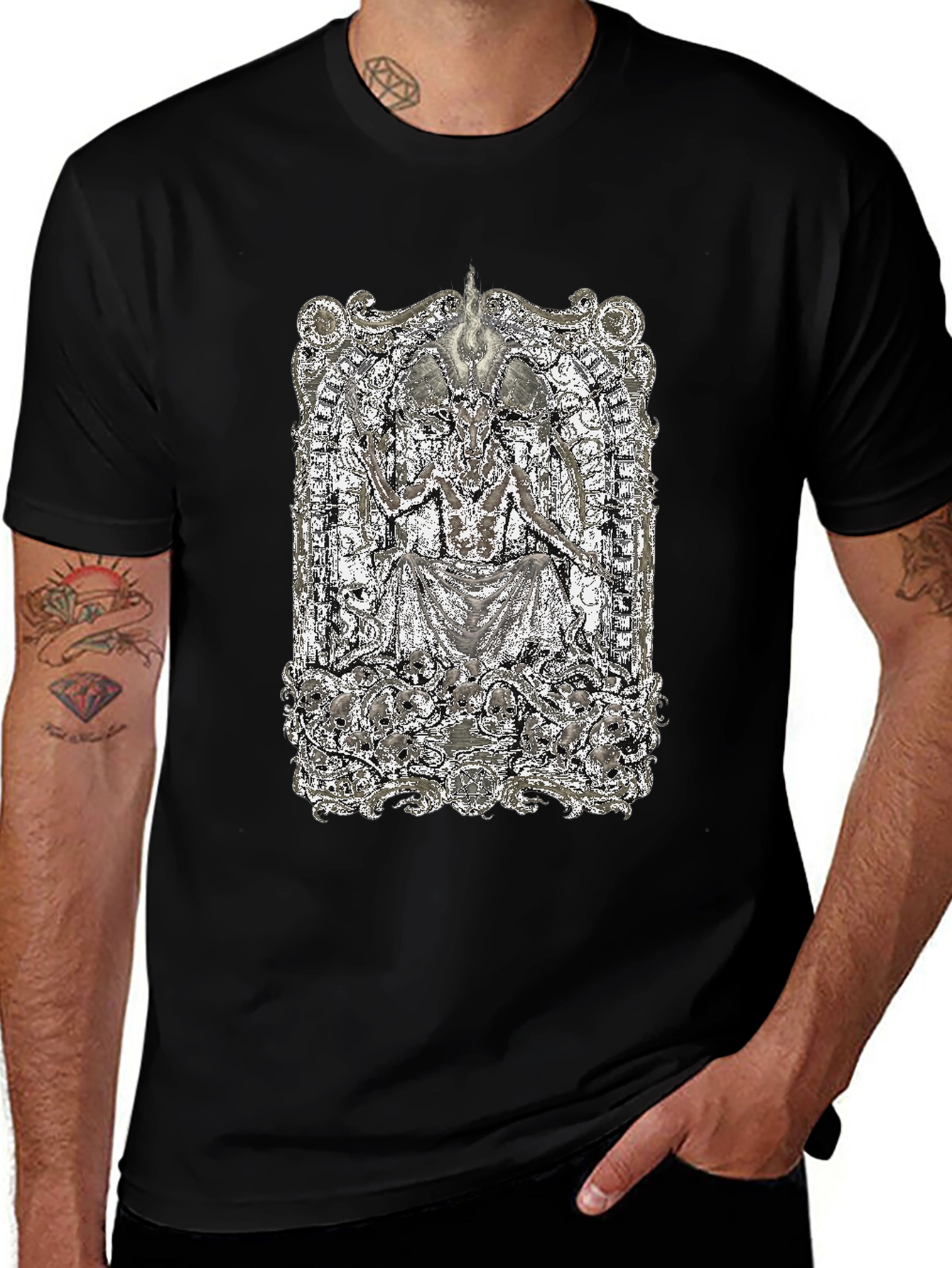 Variant 15 of Occult Baphomet Graphic Black Tee
