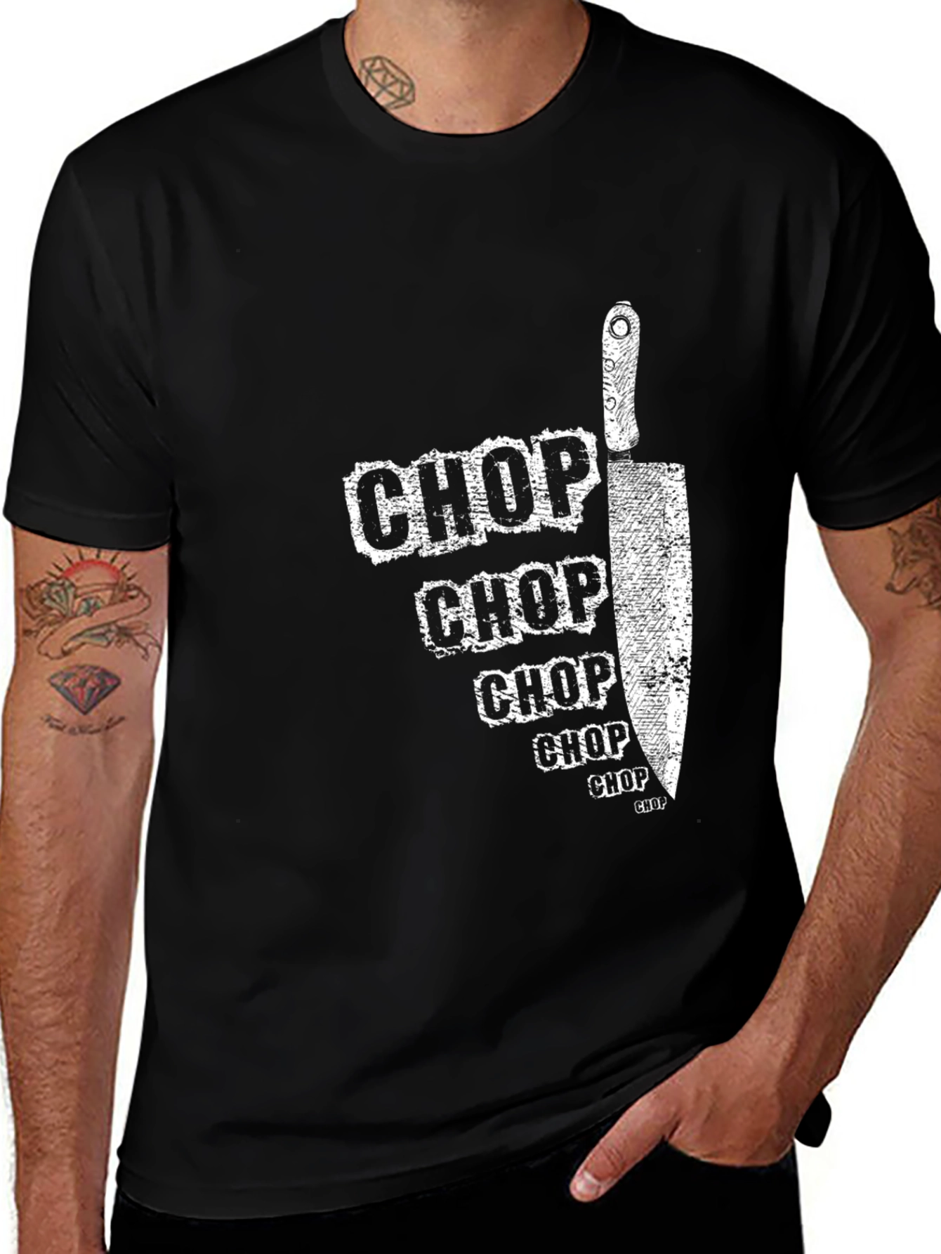 Black Chop Chop Chef's T-Shirt - Culinary Humor main image