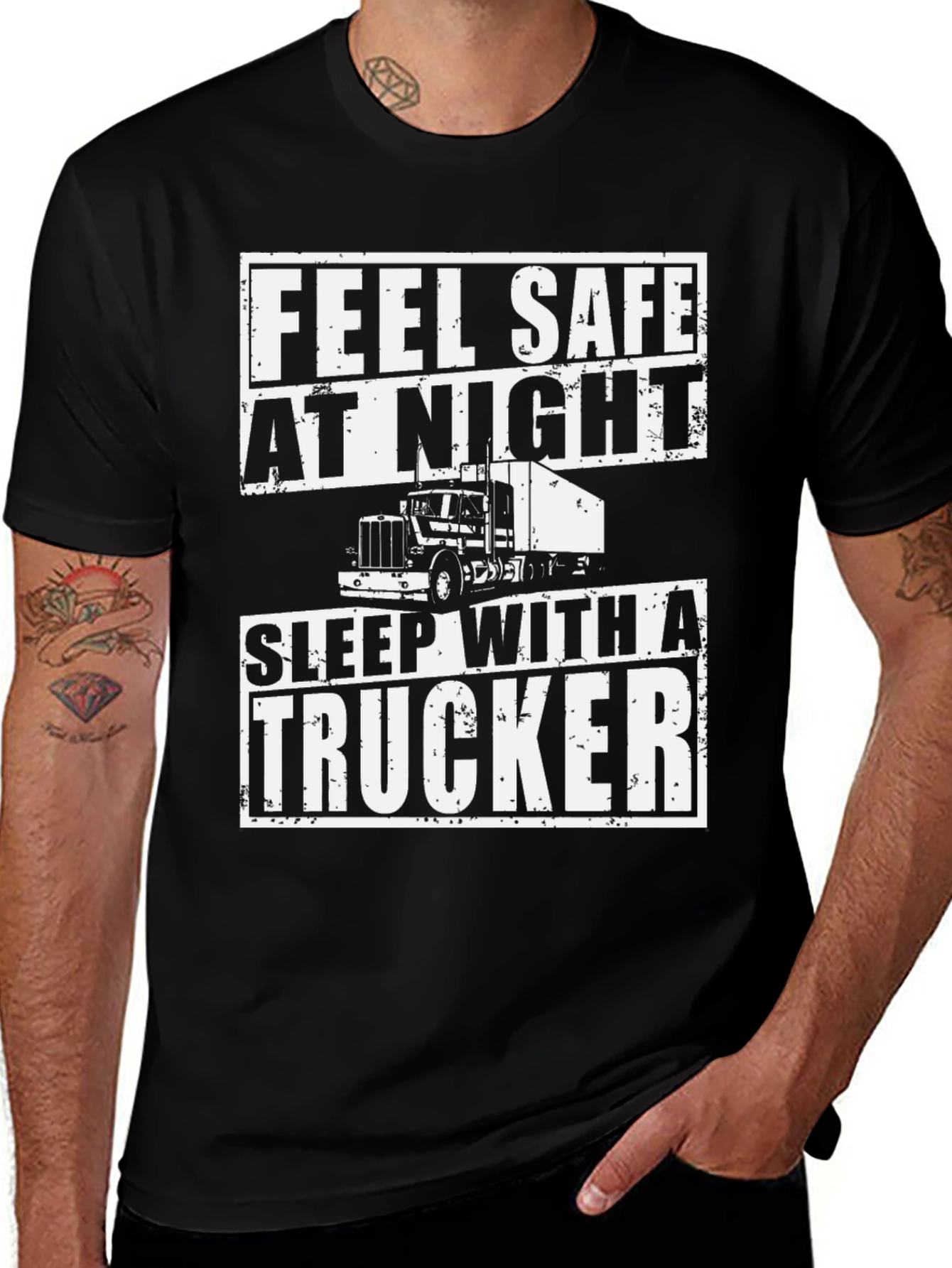 Variant 14 of Feel Safe At Night Trucker T-Shirt