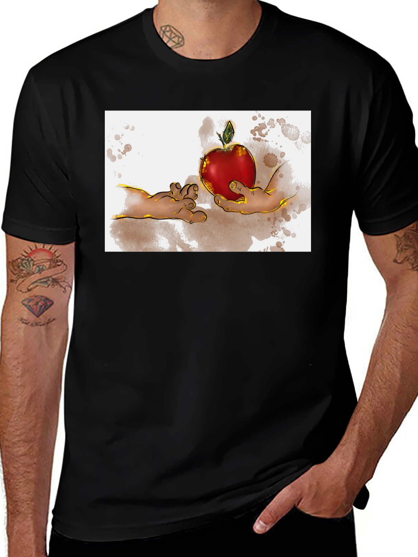 Variant 26 of Creation of Adam Apple Graphic T-Shirt