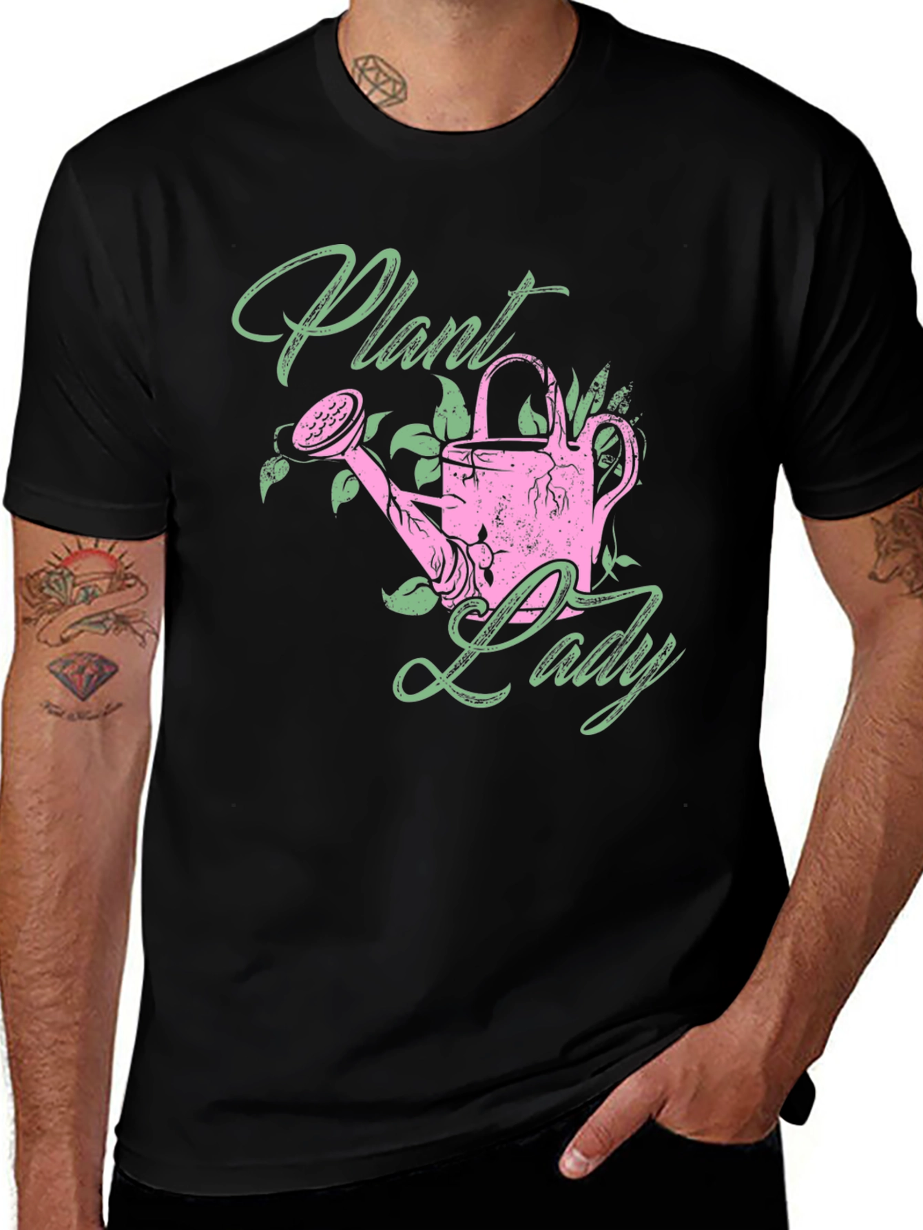 Black Plant Lady T-Shirt - Gardening Gift main image