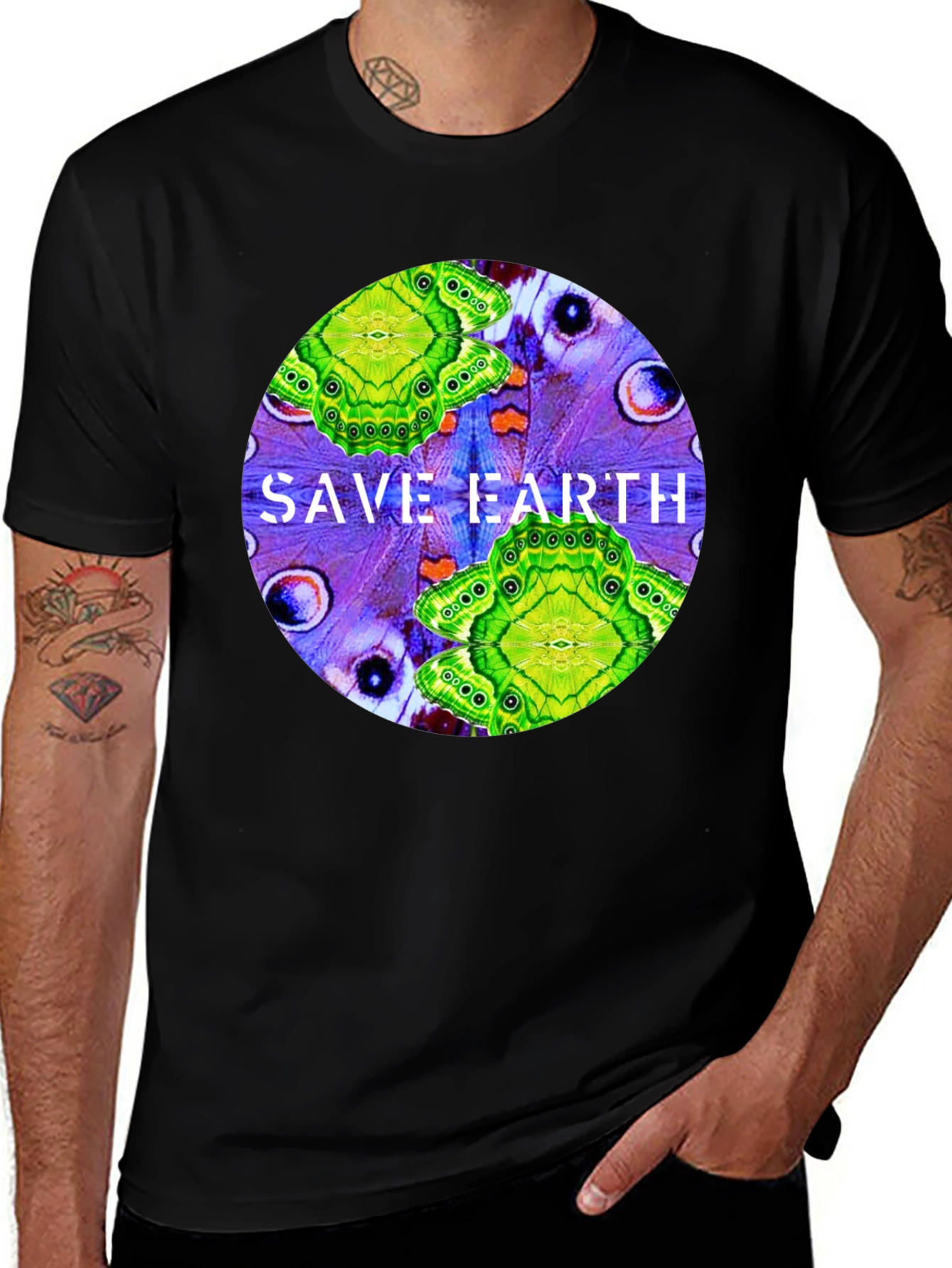 Variant 10 of Save Earth T-Shirt: Butterfly Design, Eco-Friendly