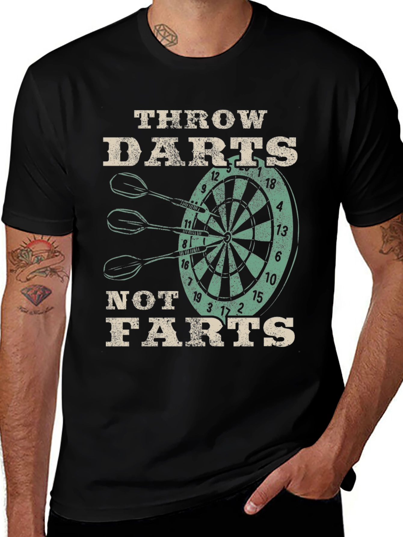 Variant 28 of Throw Darts Not Farts Graphic Tee
