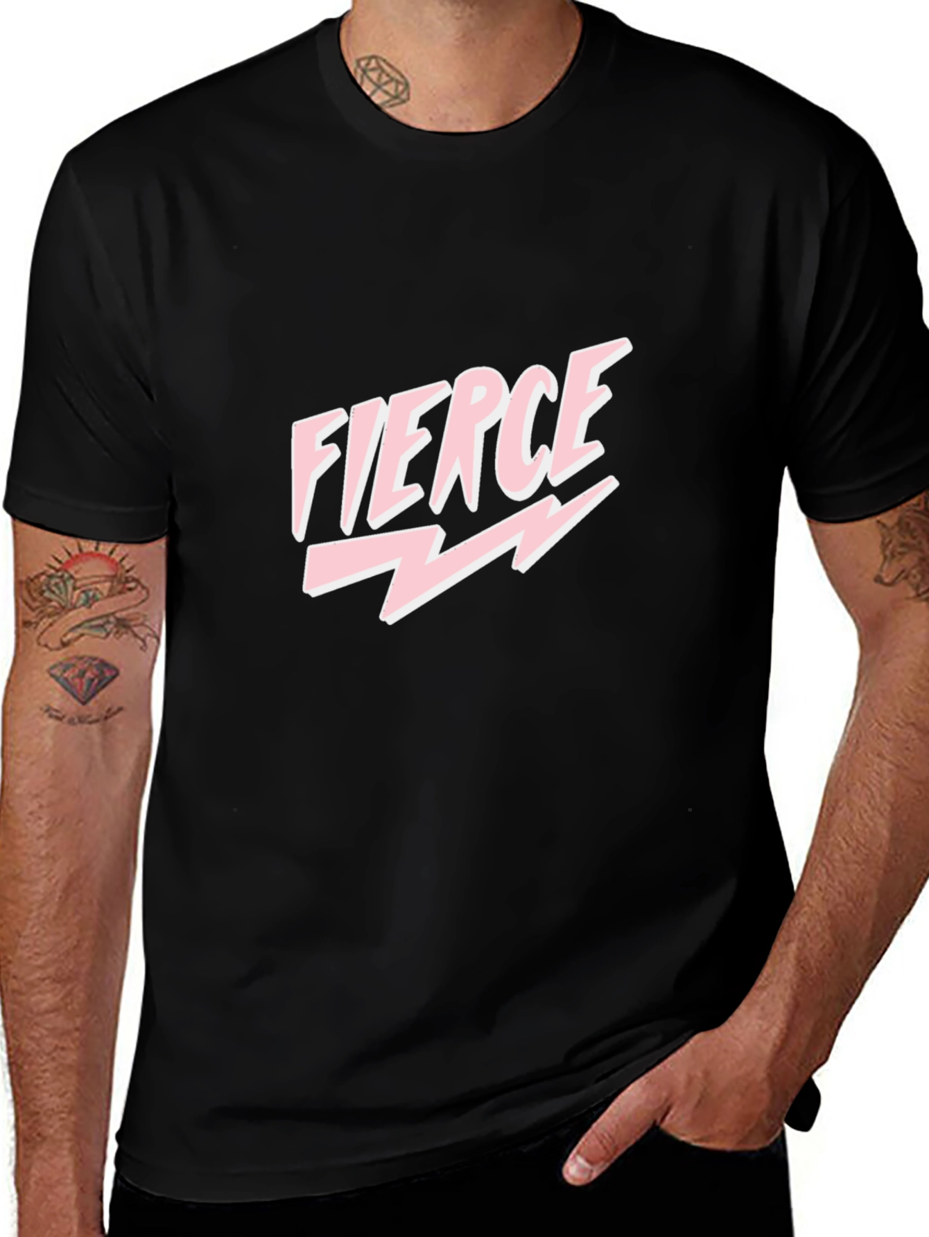 Variant 12 of Fierce Graphic Print Tee - Black Cotton Blend Unisex