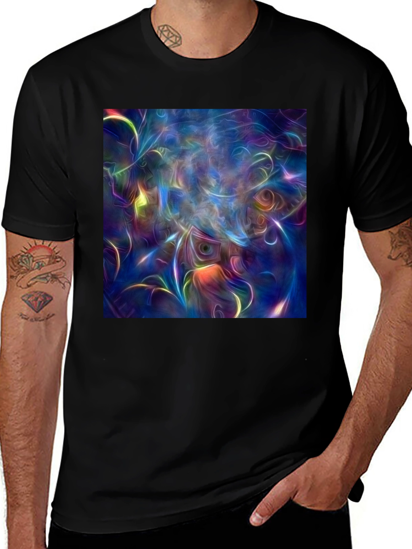 Variant 11 of Surreal Art Print Black Cotton T-Shirt