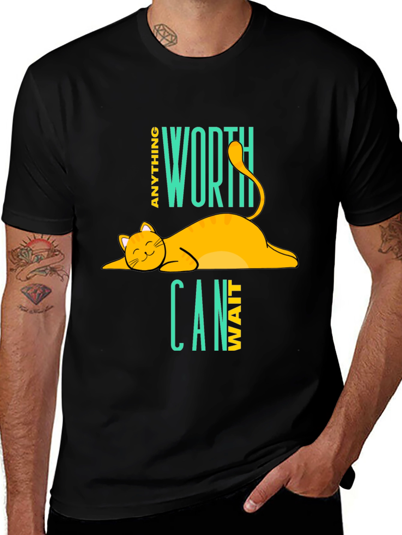 Variant 16 of Cat Nap T-Shirt - Anything Worth Can Wait